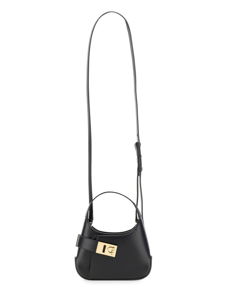 Shop Ferragamo Mini Bag Hobo In Black