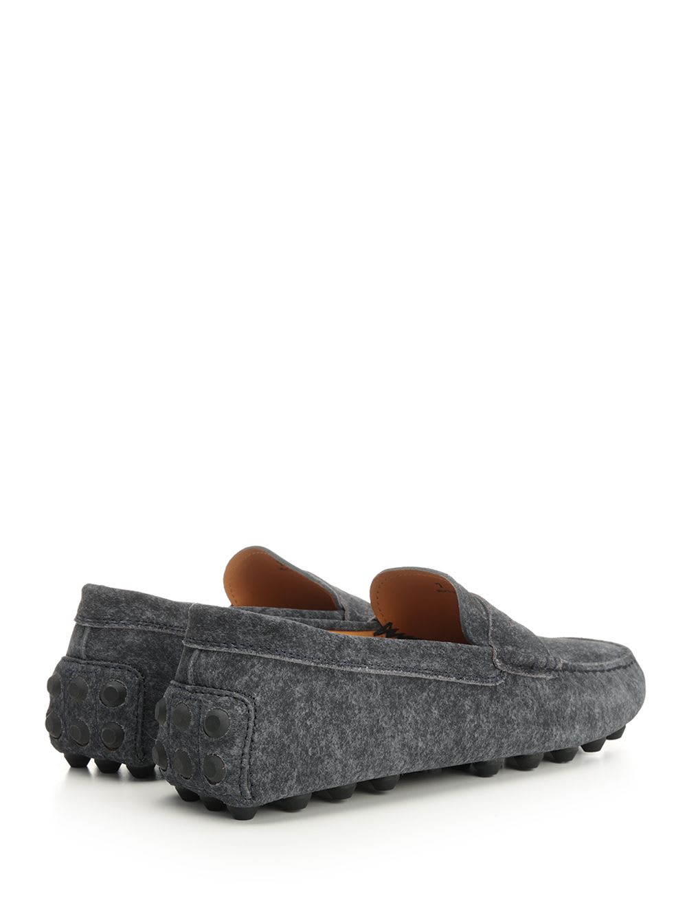 Tod's Almond Toe Leather Loafers With Penny Strap In Blue
