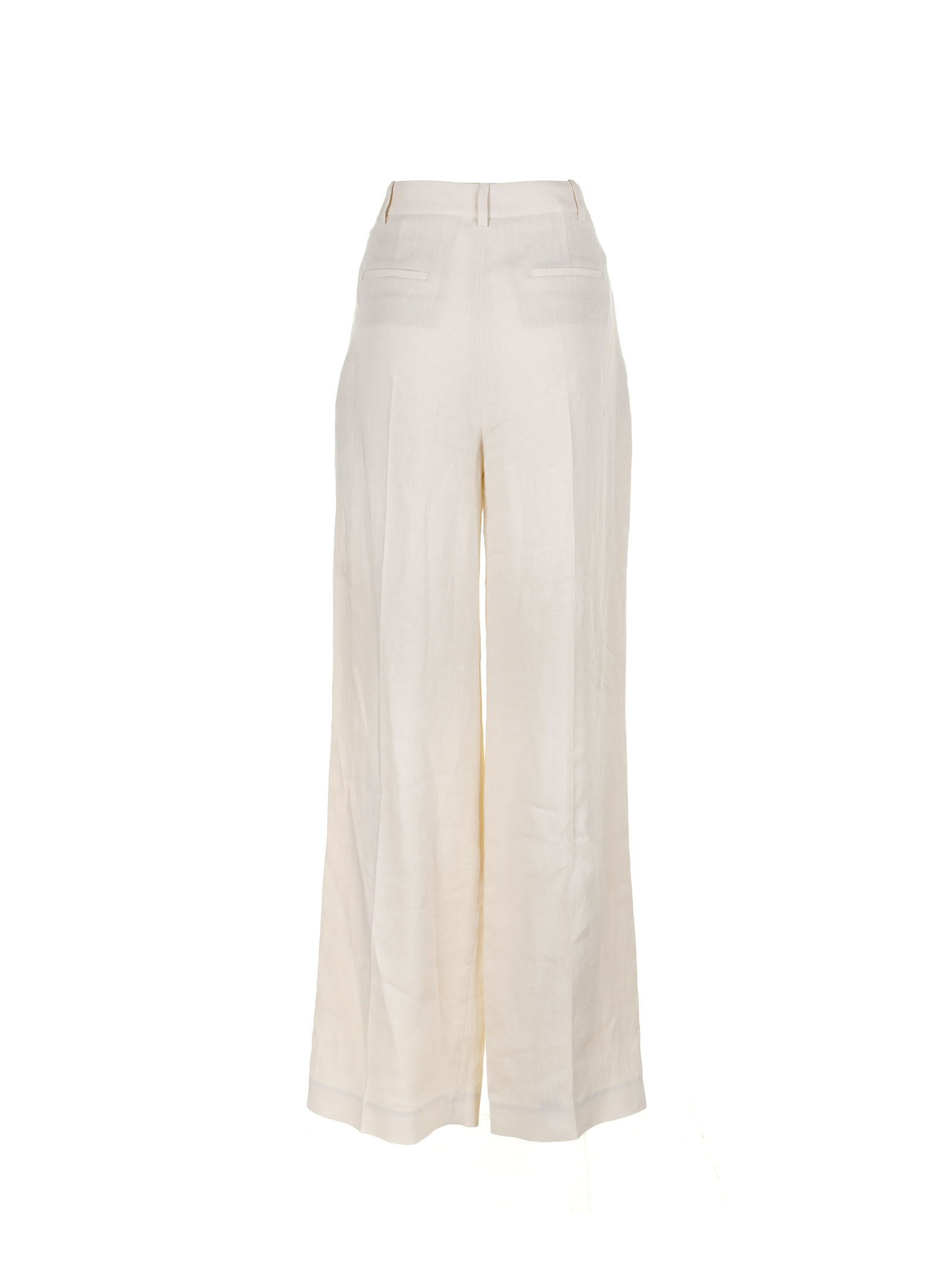 Shop Eleventy High-waisted Linen Trousers In Sabbia