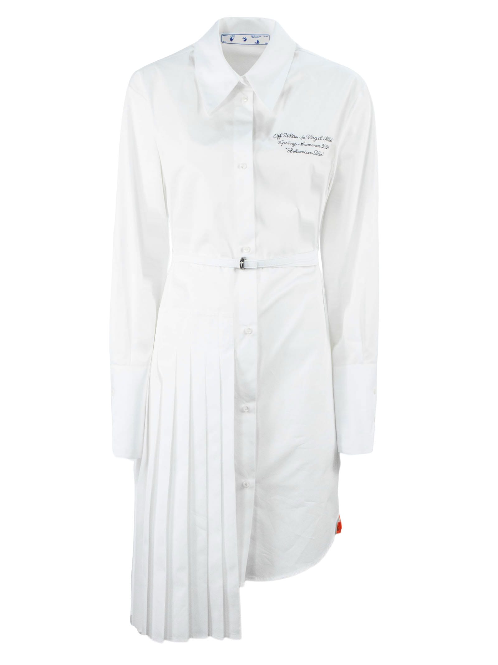 Off-White White Cotton Shirt Dress