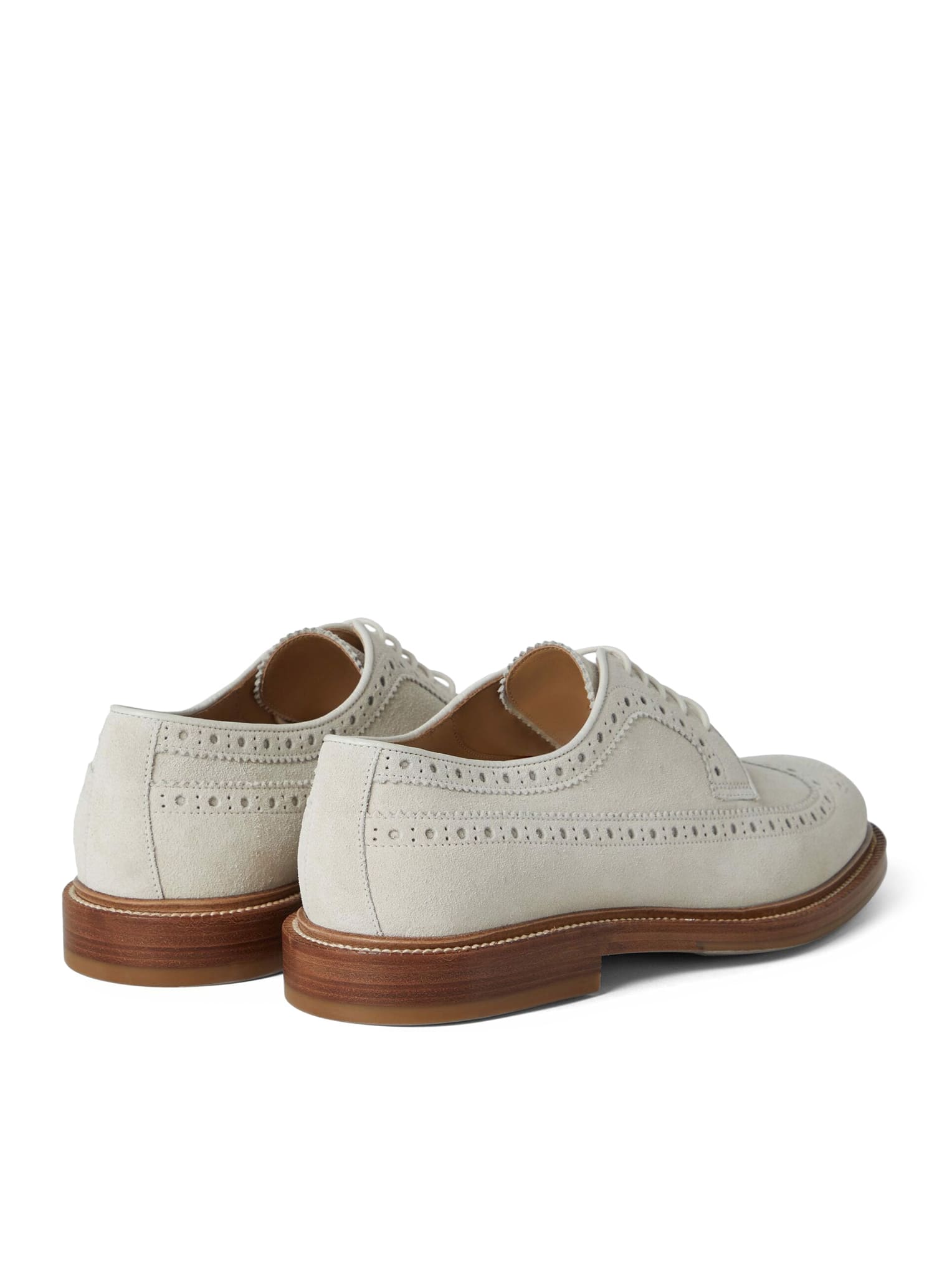 Shop Brunello Cucinelli Pair Of Laced Shoes In Milk