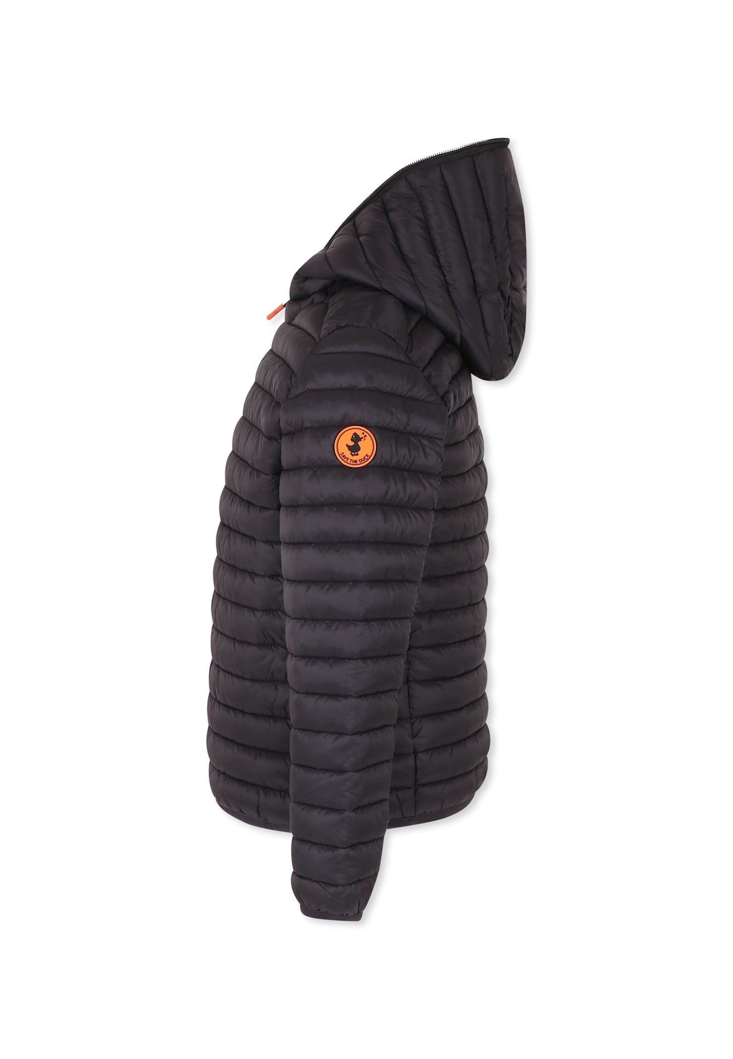 Save The Duck Black Down Jacket For Boy With Logo