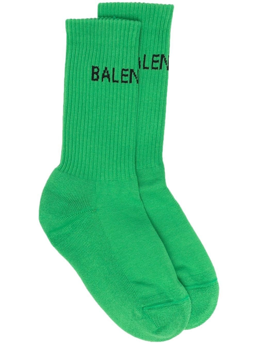 Woman Balenciaga Tennis Socks In Green And Black Cotton