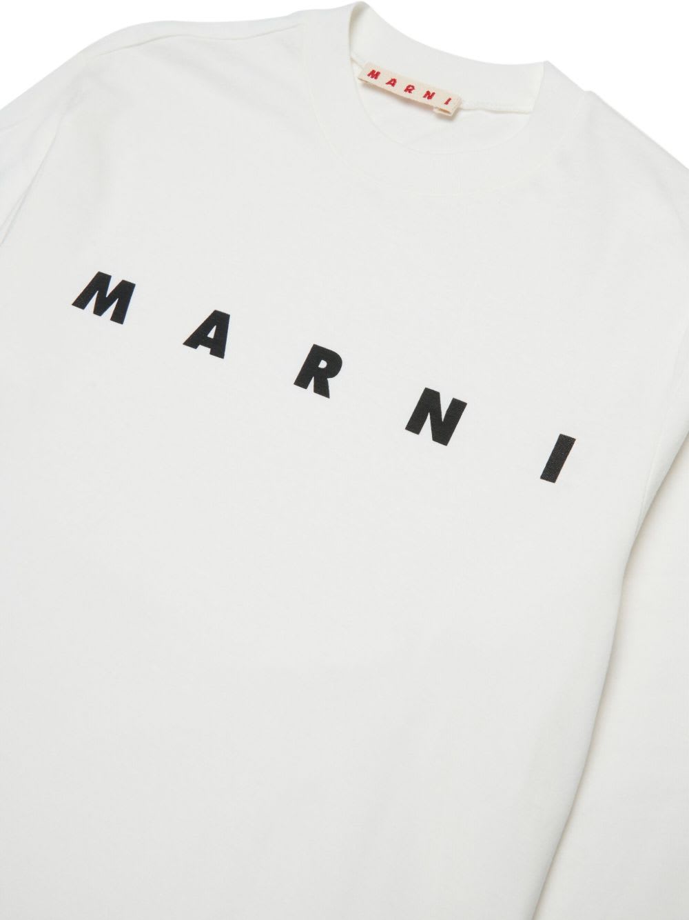 Marni Kids White Crew-neck Long-sleeve T-shirt In White