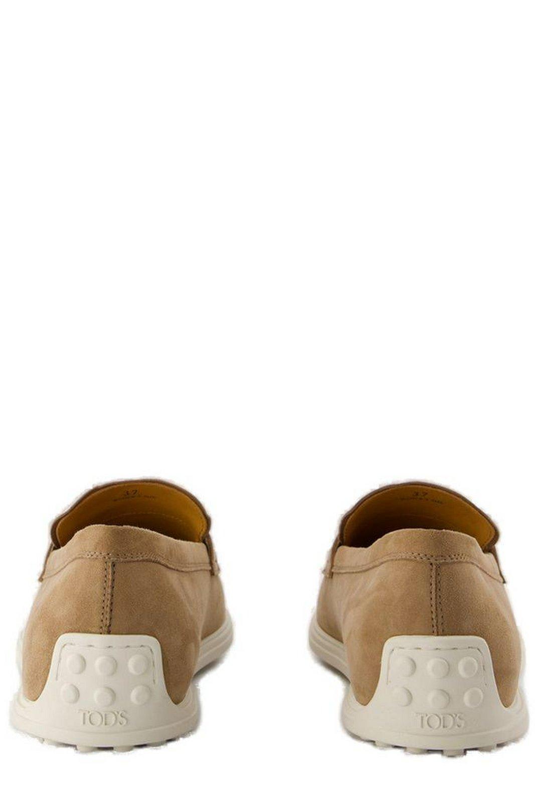 Shop Tod's Logo Plaque Slip-on Loafers In Cappuccino