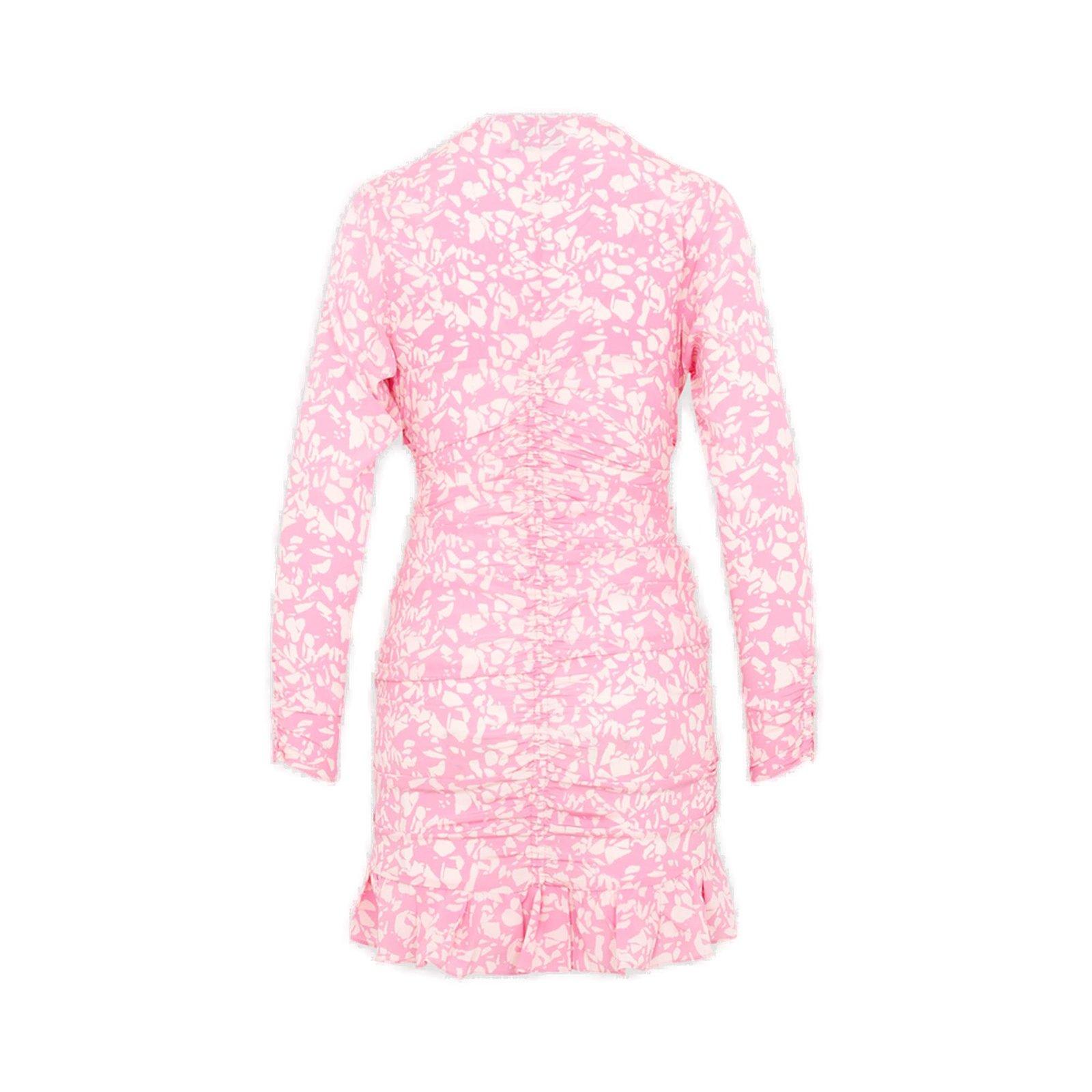Shop Isabel Marant Lara V-neck Long Sleeved Dress In Pk Pink