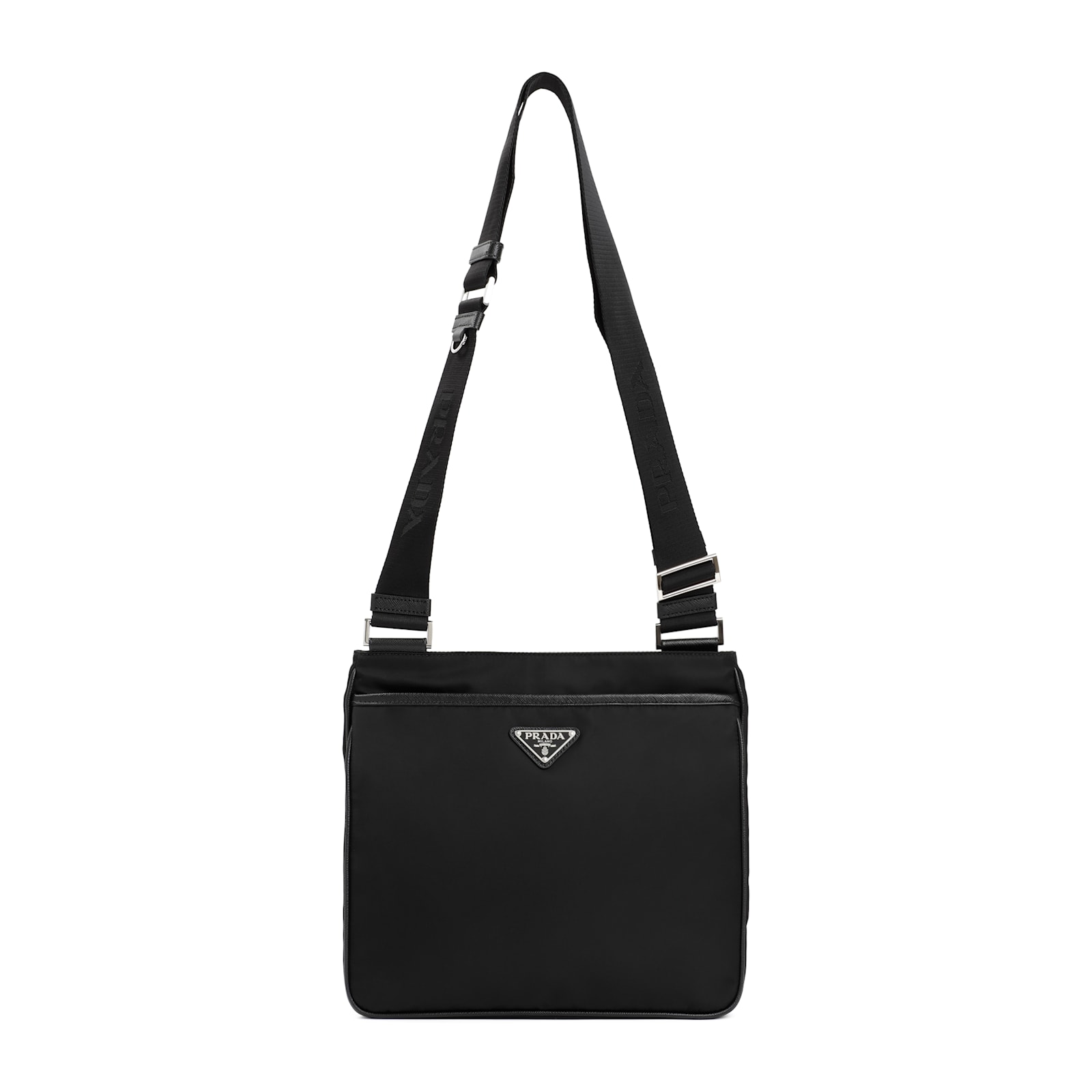 Prada Men's Re-nylon And Saffiano Shoulder Bag In Black