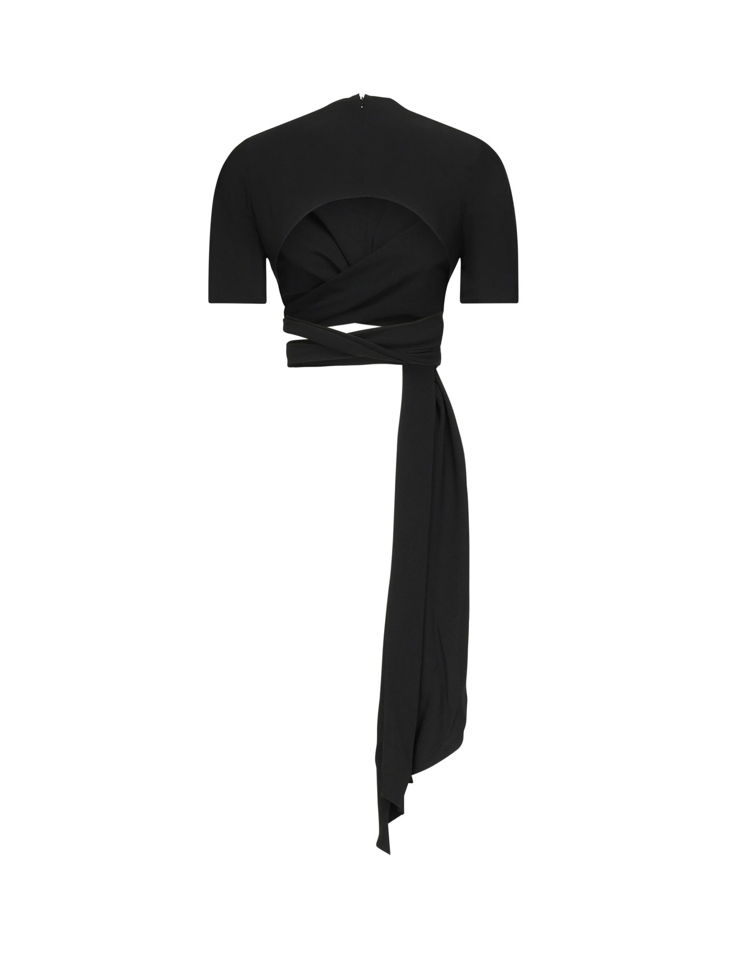 Alaïa Viscose Blend Crepe Top In Black