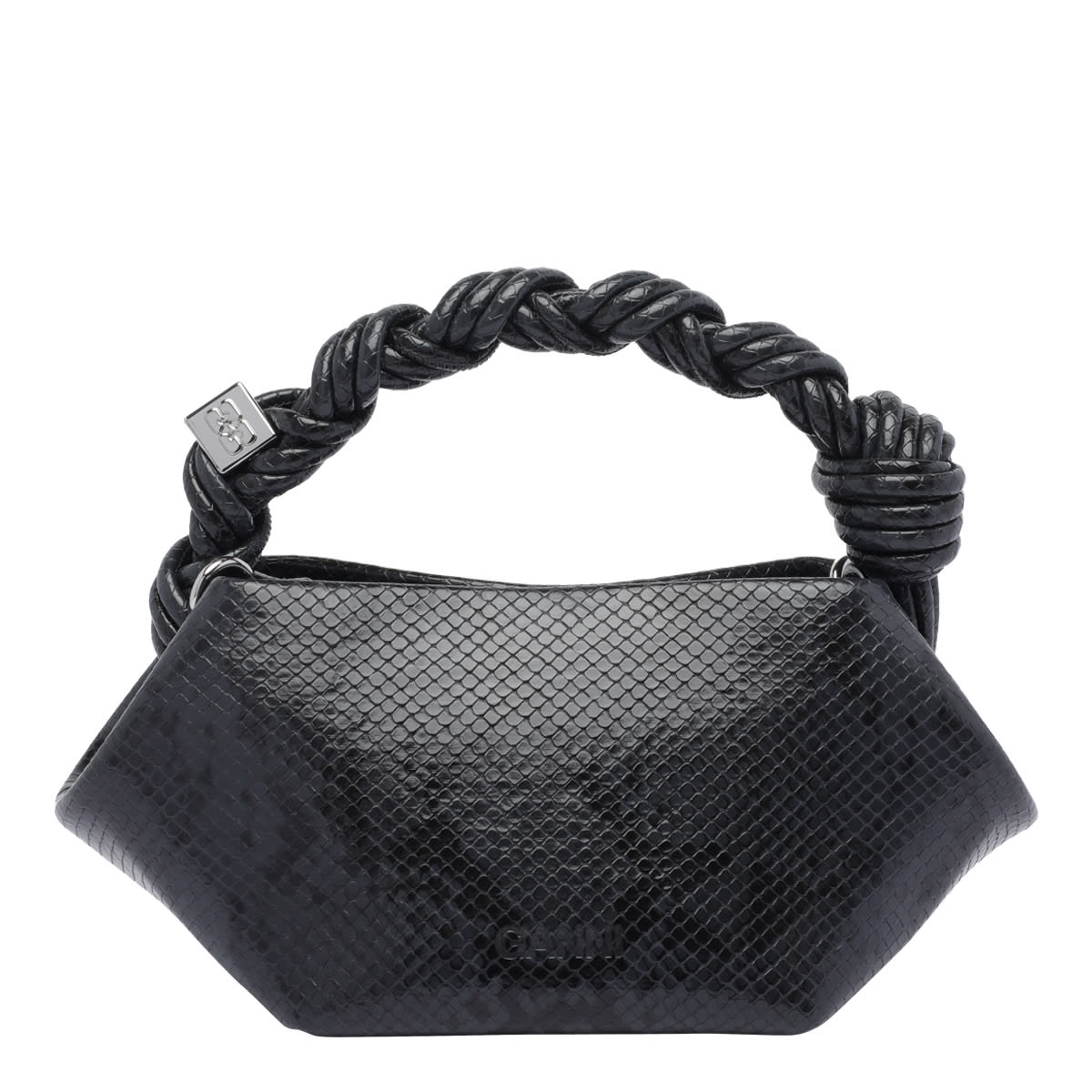 Ganni Small Twisted-handle Shoulder Bag In Blue