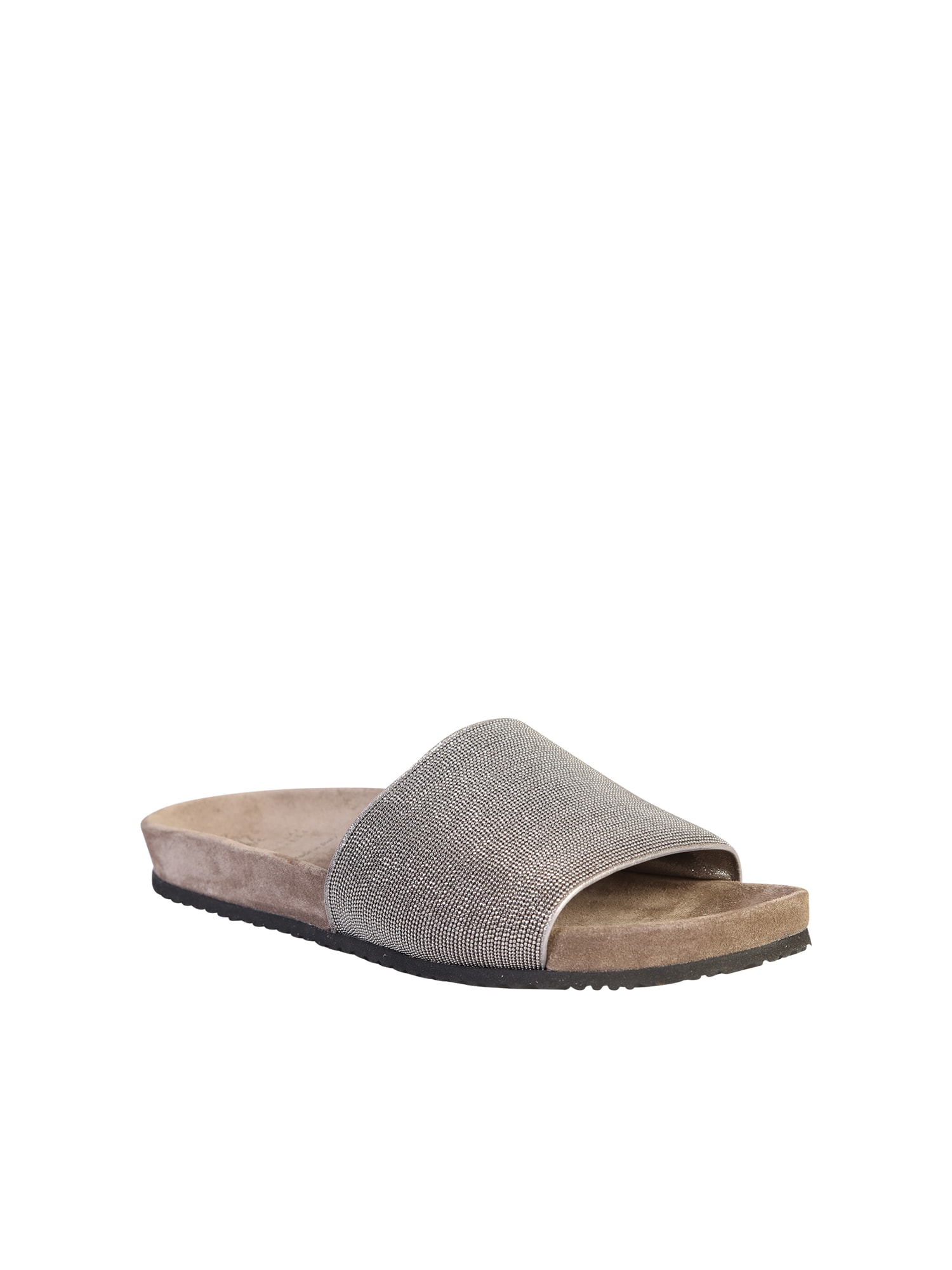 Shop Brunello Cucinelli Slide Sandals In Grey