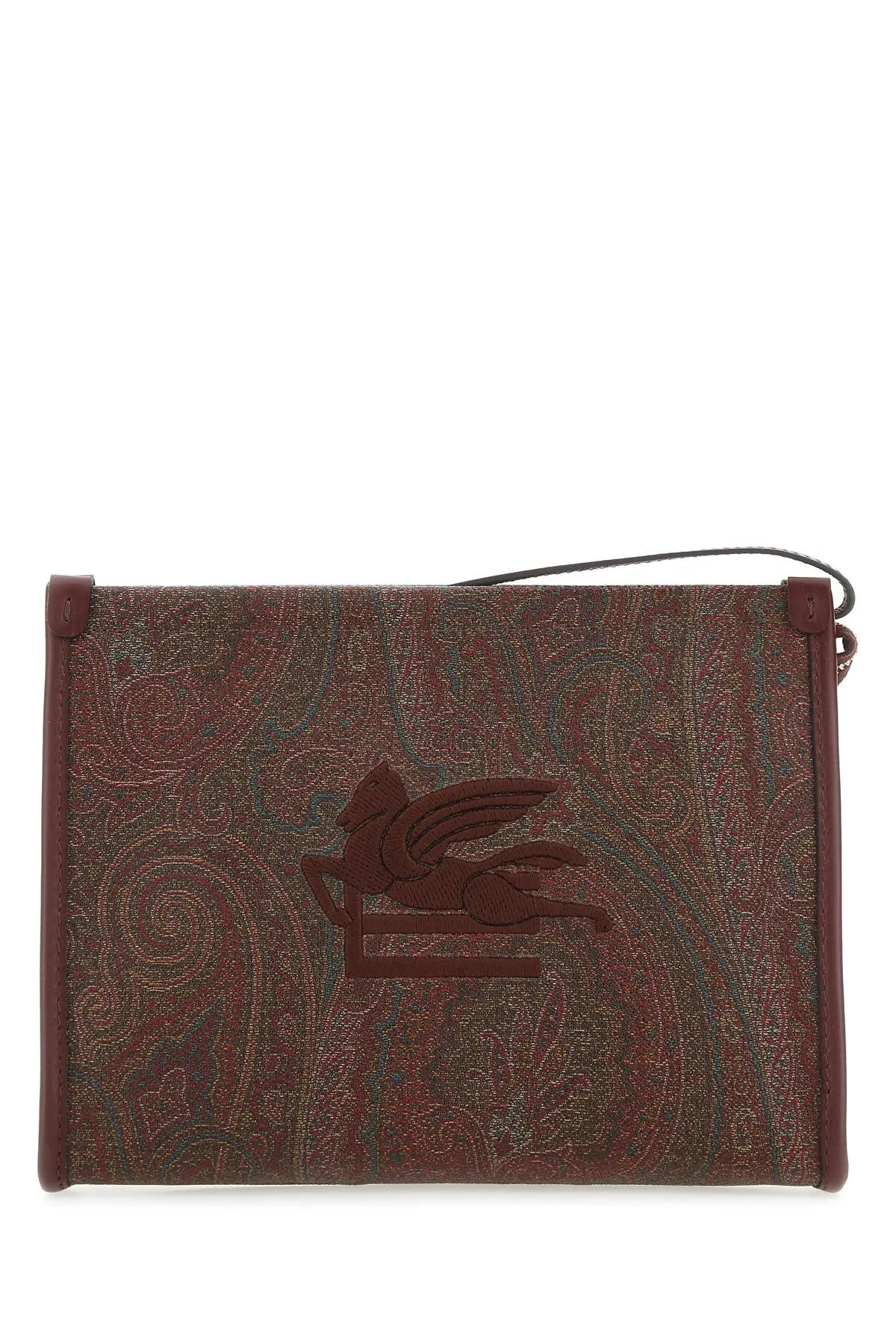 Etro Printed Fabric Pouch In Red