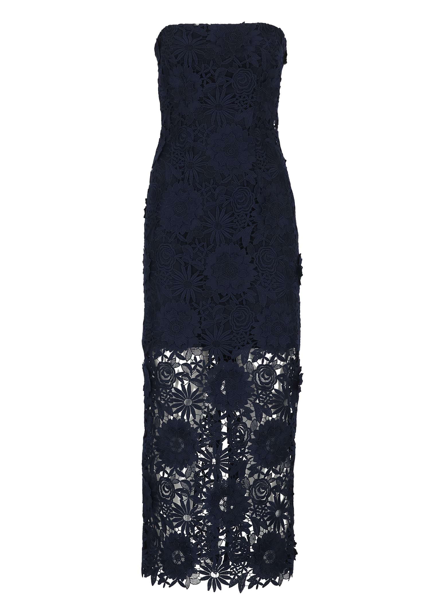 Rotate Birger Christensen Floral-lace Midi Dress In Blue