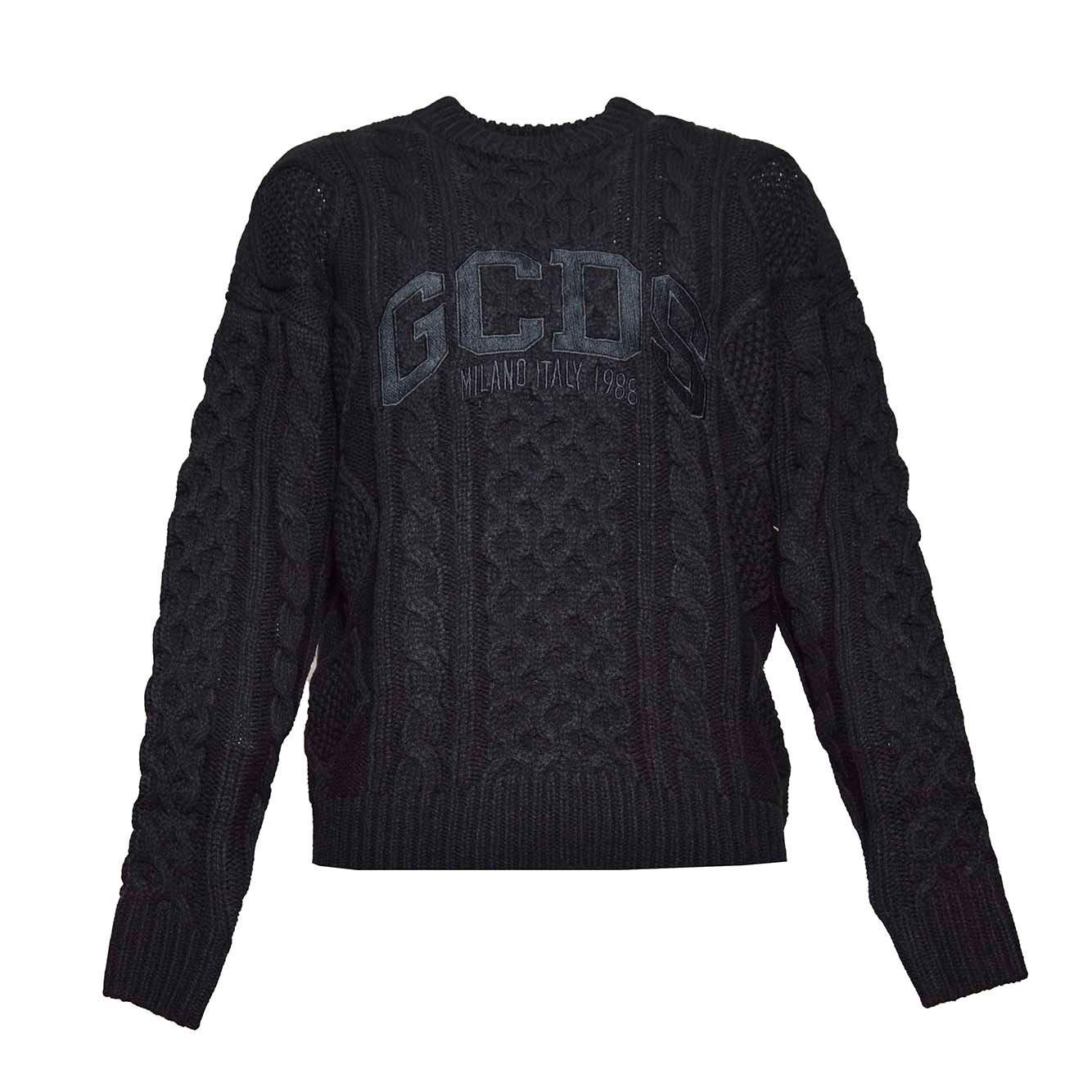 Shop Gcds Logo Braids Knitted Jumper In Nero