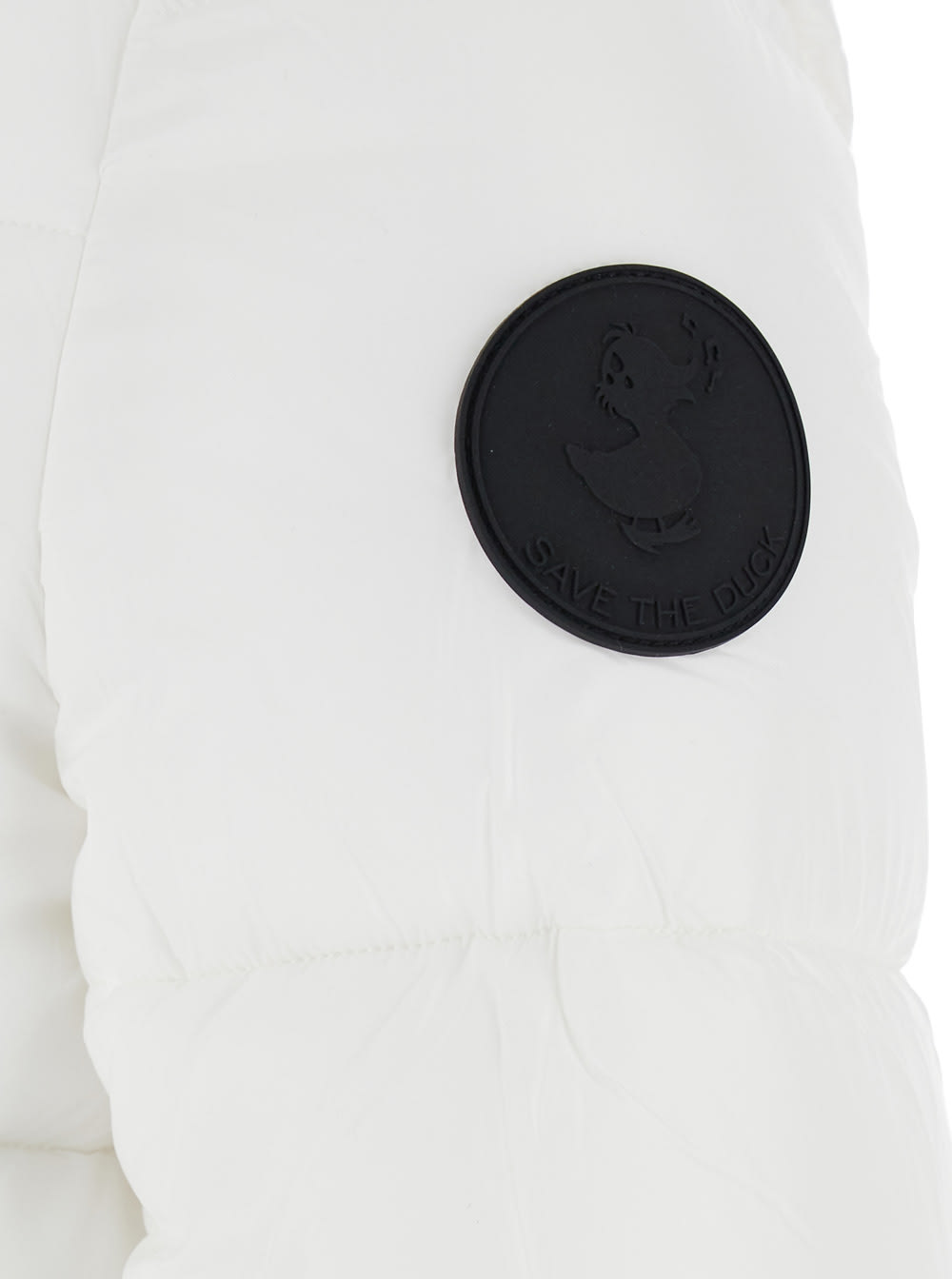 Shop Save The Duck Isla White Down Jacket With Oversized Neck In Nylon Woman