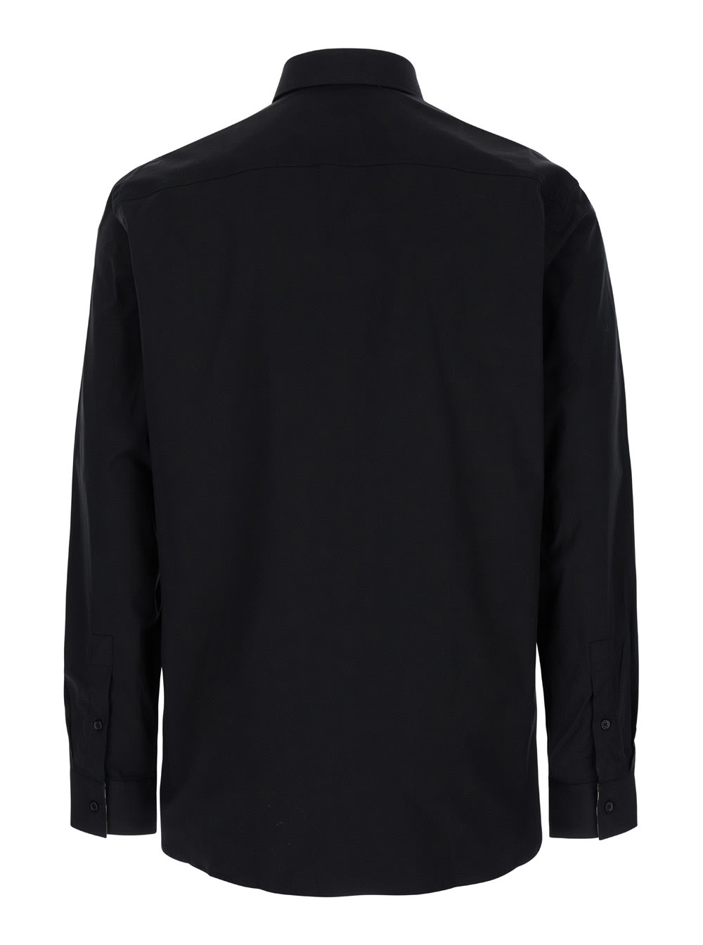 Shop Burberry Black Oversized Shirt With Classic Collar In Stretch Cotton Man