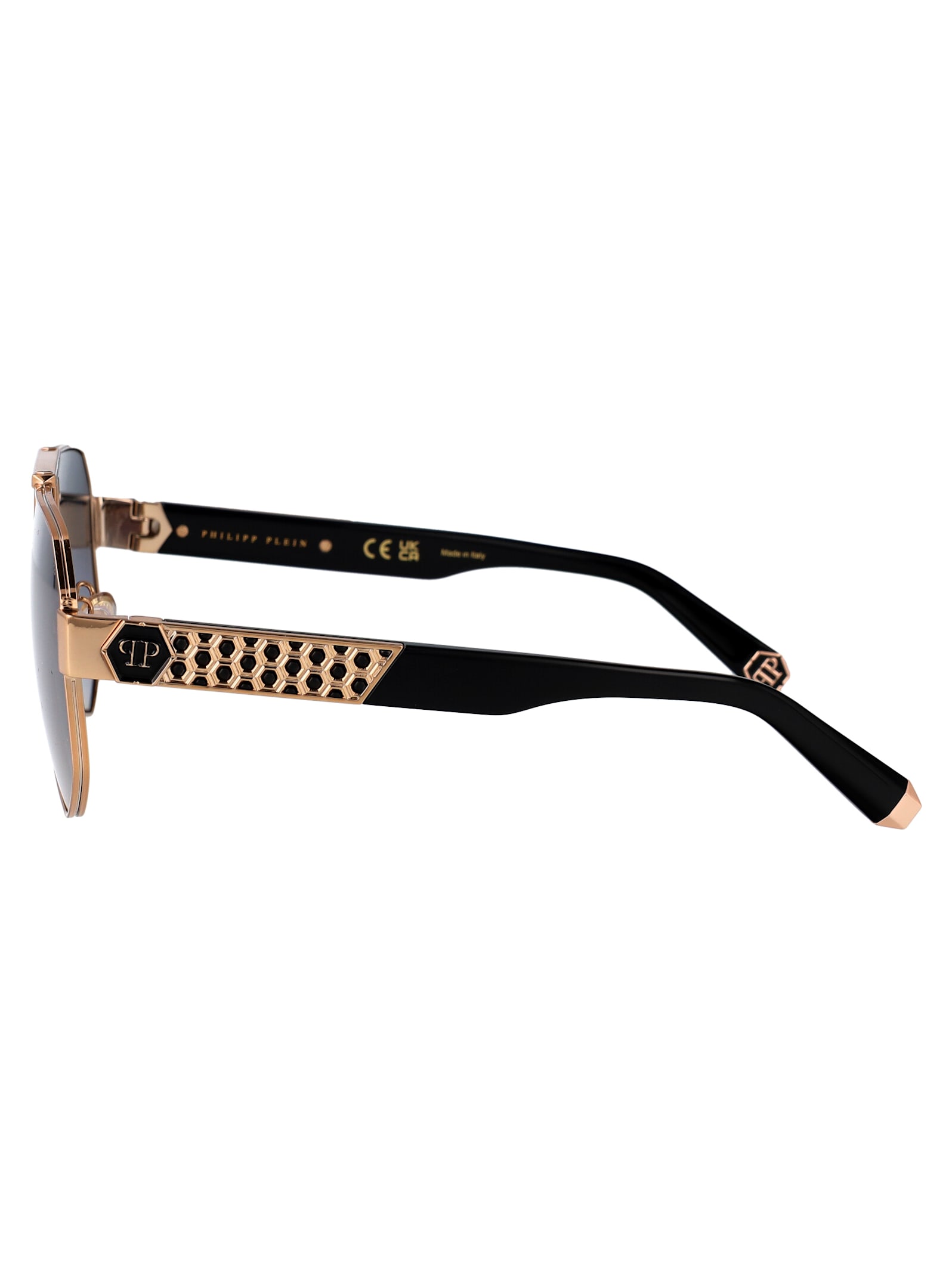 Philipp Plein Plein Badge Sunglasses In Gold Black