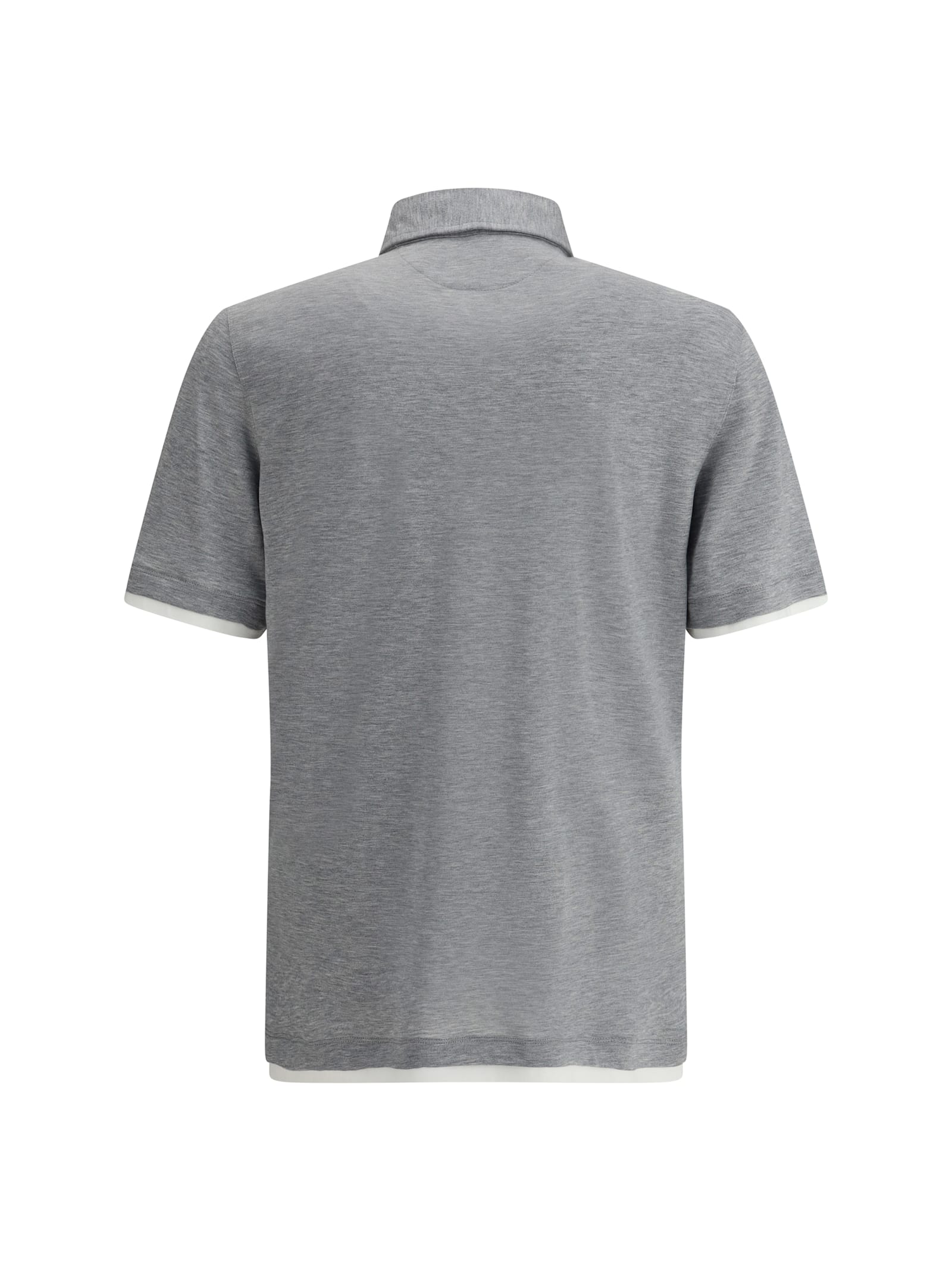 Brunello Cucinelli Silk Polo Sweater With Two-tone Double Layer Detail