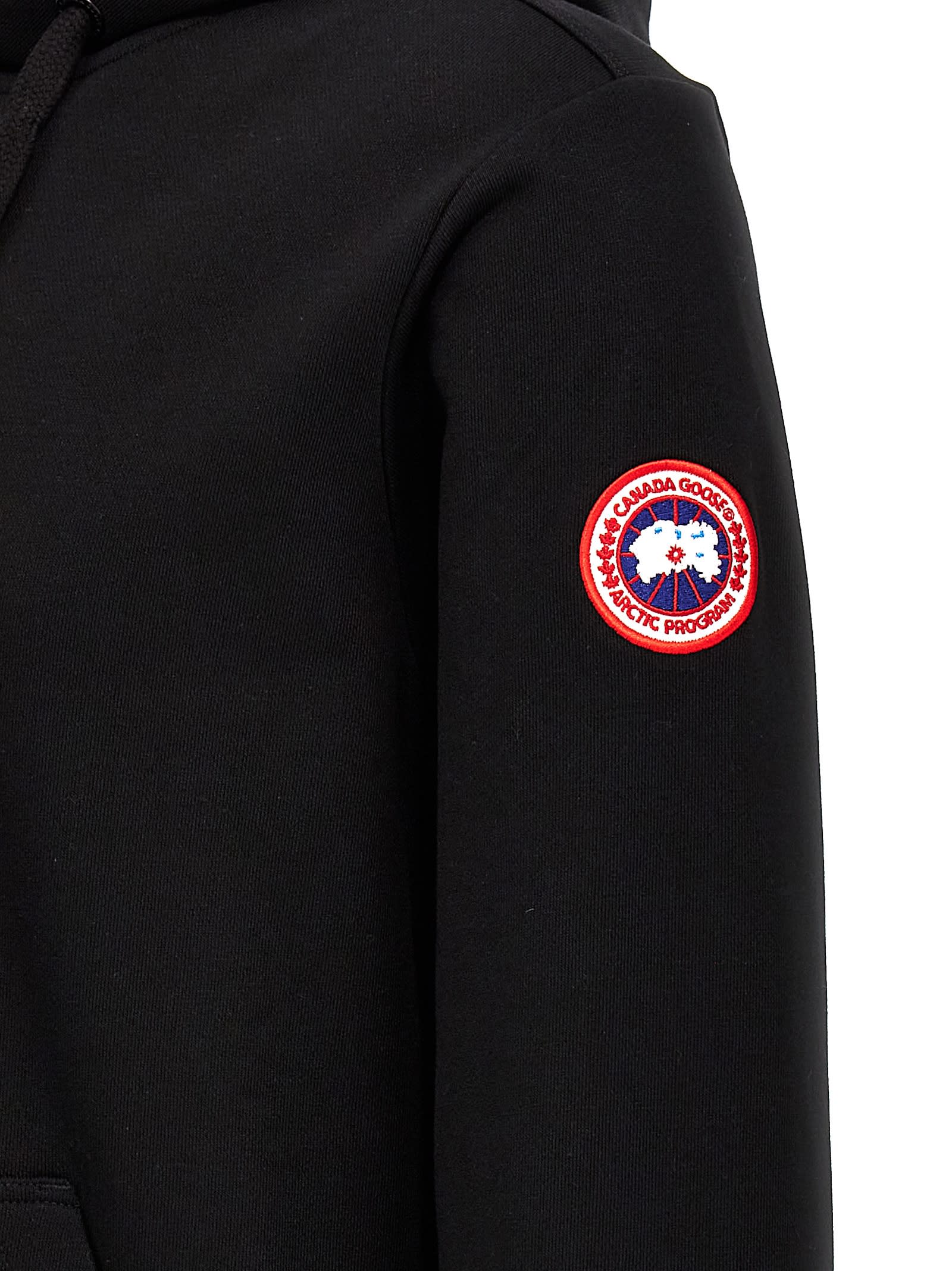 Canada Goose High Collar Black Full-zip Hoodie With Kangaroo Pocket In Black