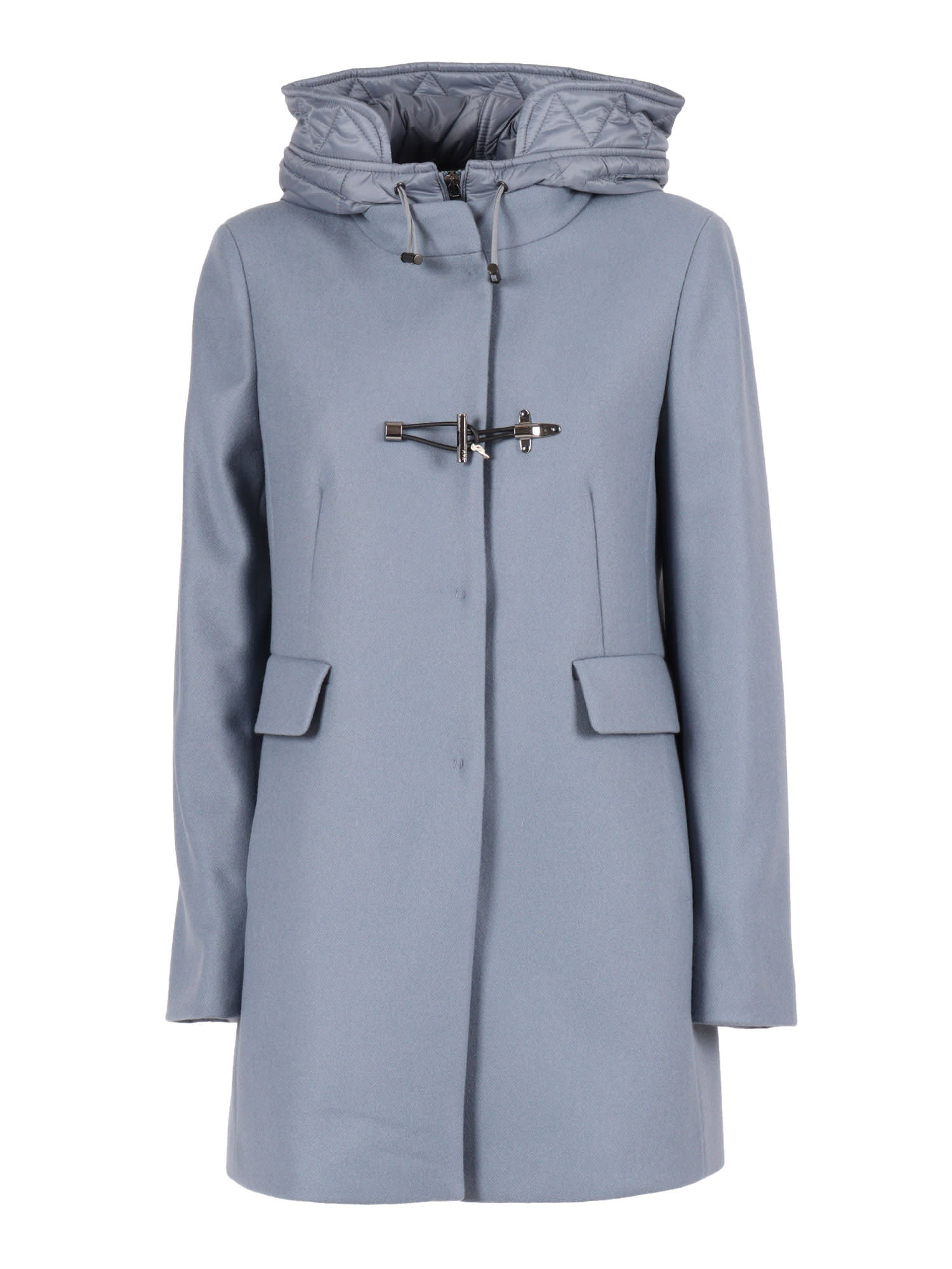 Fay Toggle Db Front Nylon Coat In Blue
