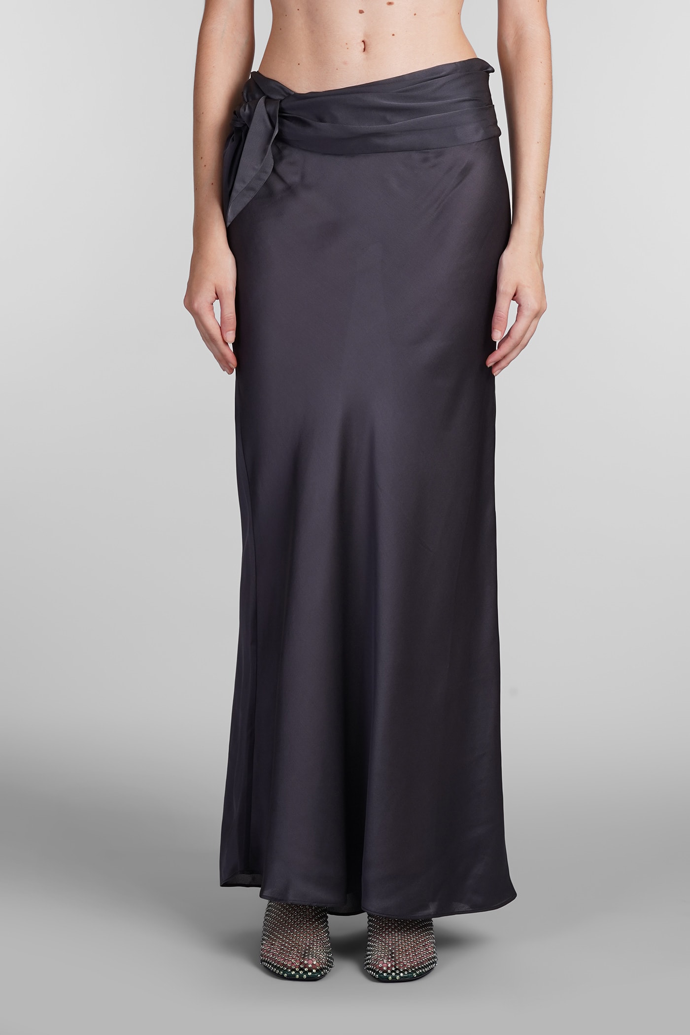 Shop Christopher Esber Skirt In Grey Silk