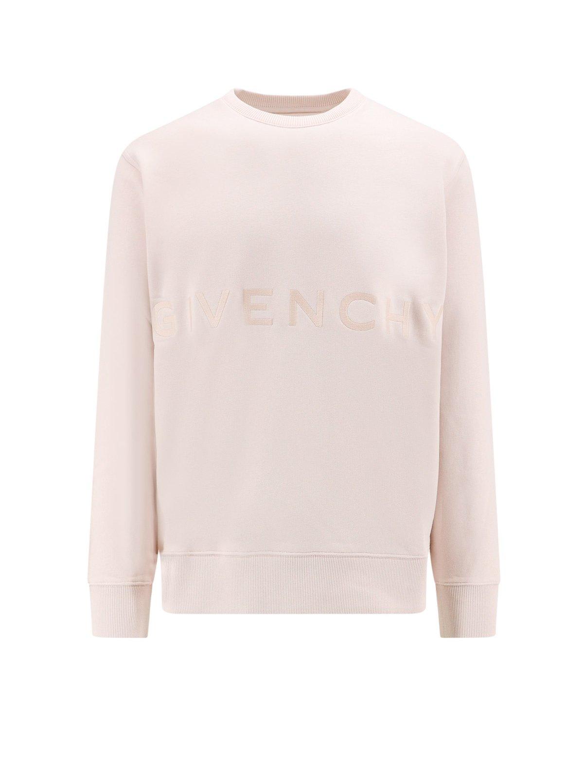 Shop Givenchy Logo Embroidered Crewneck Sweatshirt In Pink