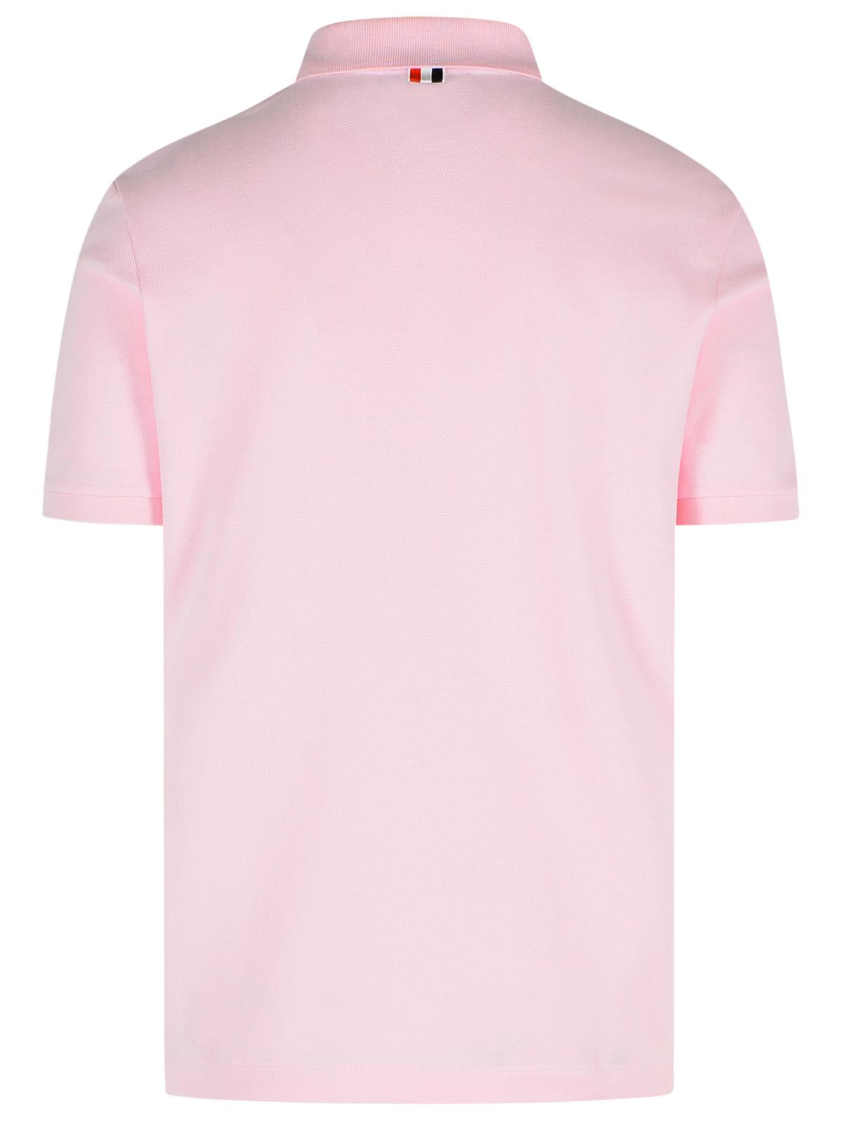 Thom Browne Polo Shirt Whit Iconic Bands In Lt Pink