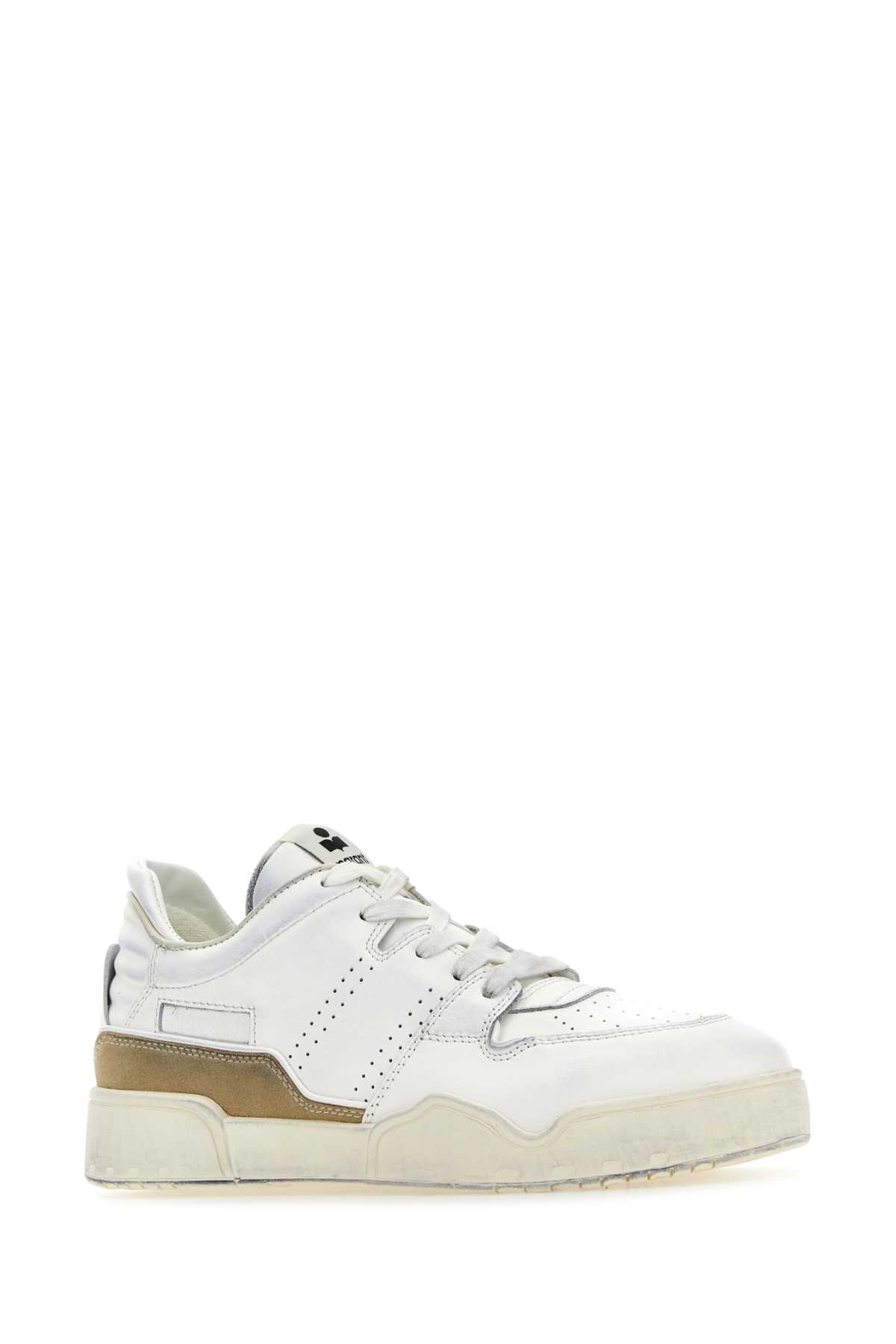 Shop Isabel Marant Two-tone Leather Emreeh Sneakers In White