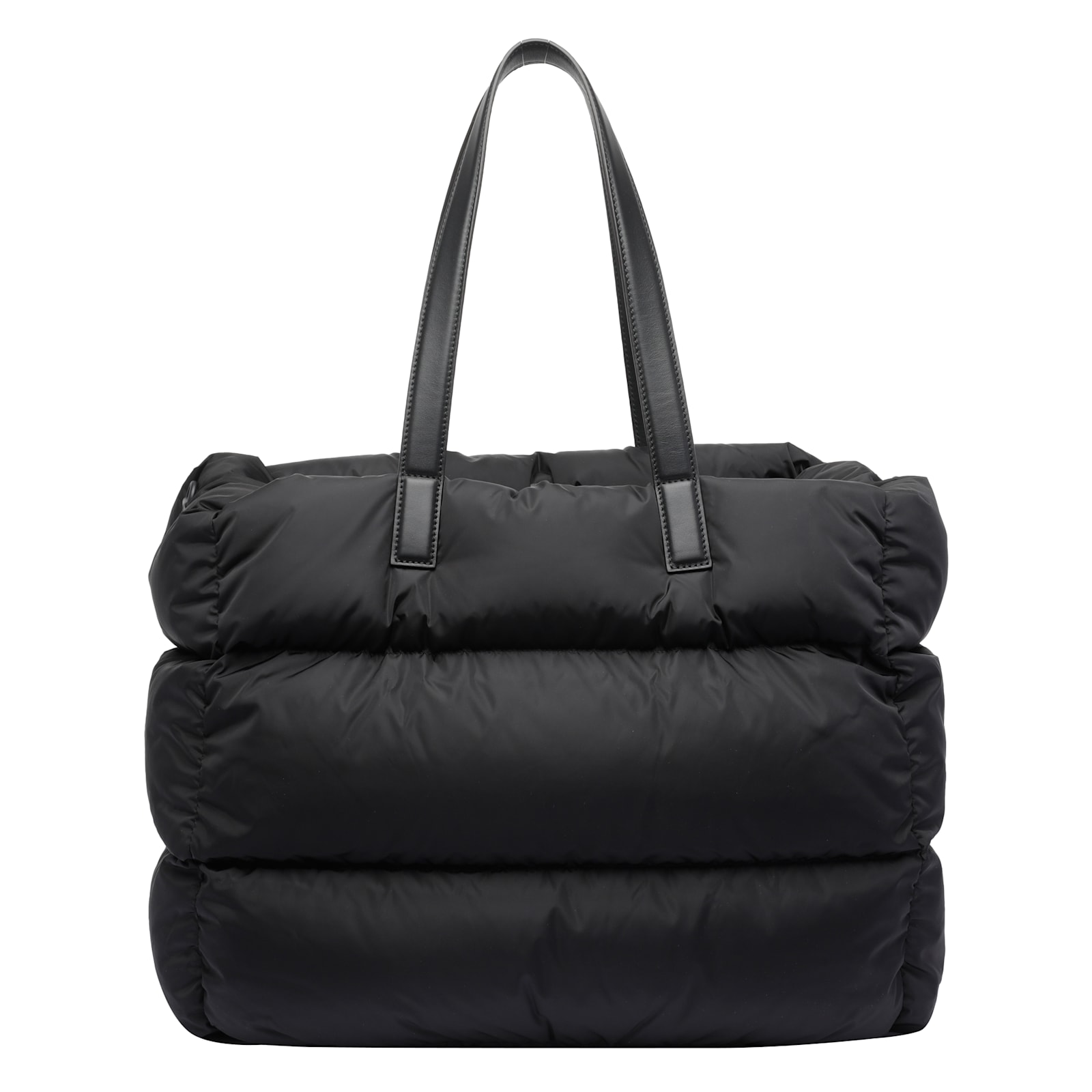 Moncler Padded Tote Bag Adjustable Shoulder Strap In Black