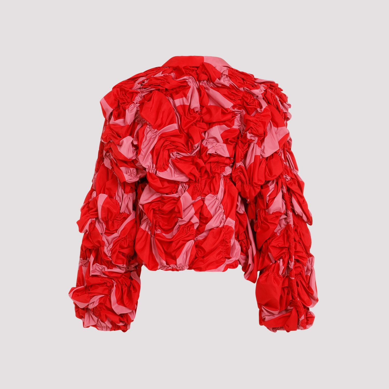 Shop Comme Des Garçons Floral-appliqué Jacket In Red