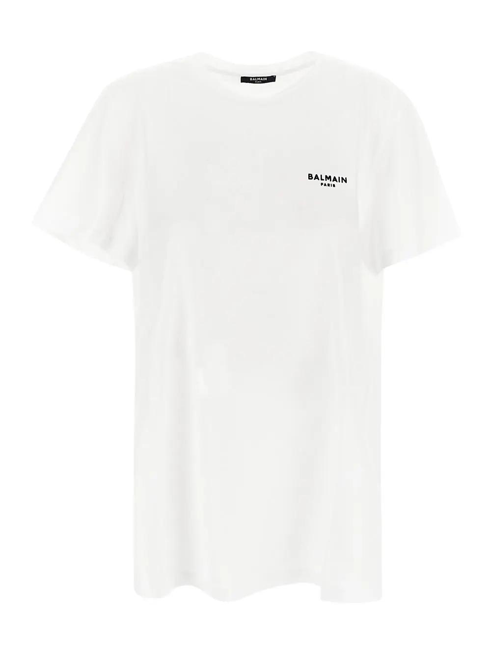 Balmain T-shirt Wirth Logo In Bianco/nero
