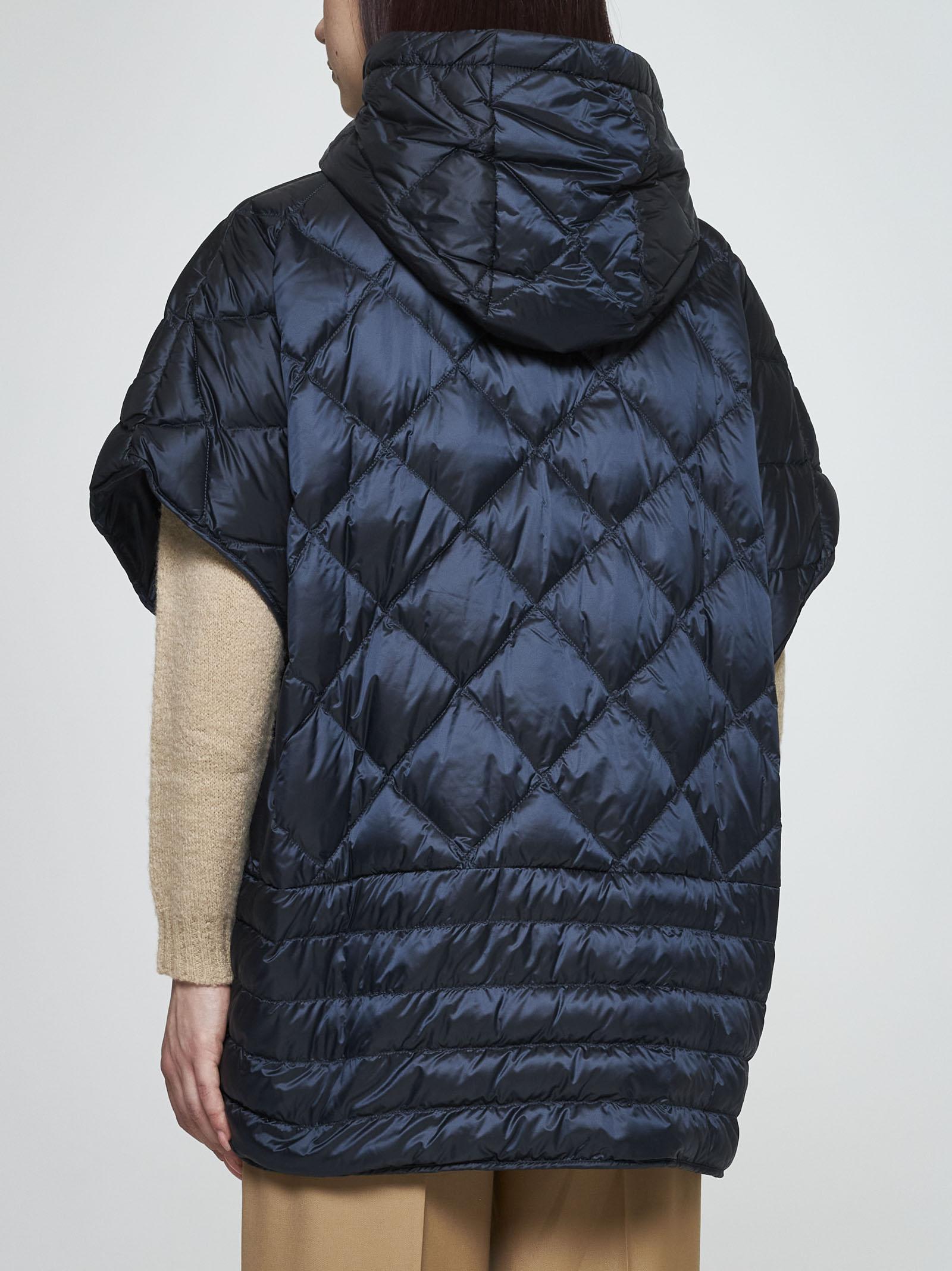 Shop Max Mara The Cube Treman Quilted Nylon Down Cape In Blue