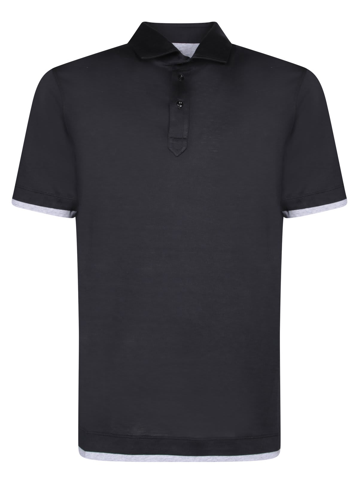 Shop Brunello Cucinelli Contrast-trim Short-sleeved Polo Shirt In Black