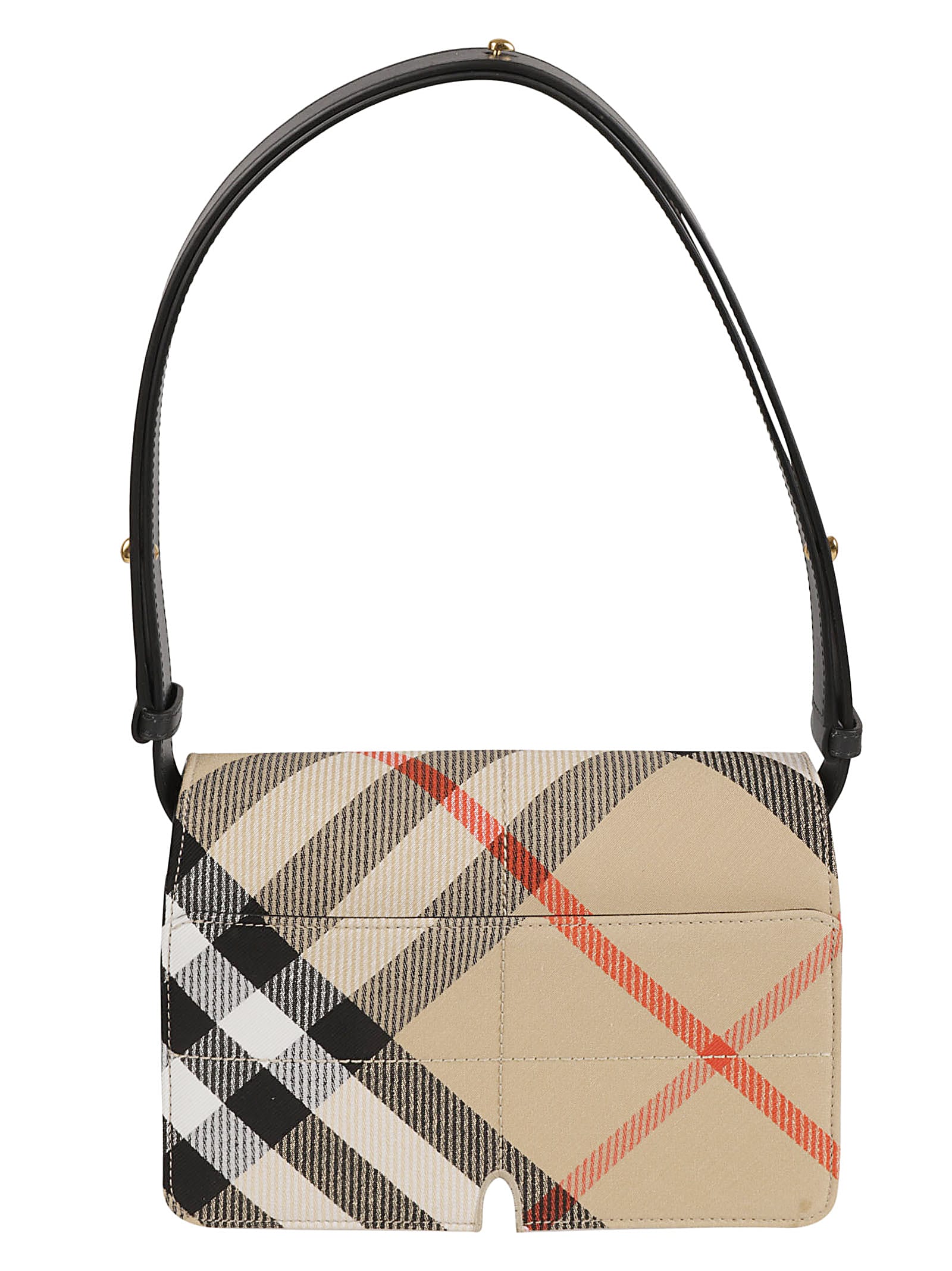 Shop Burberry Check Flap Shoulder Bag In Sand Ip Check