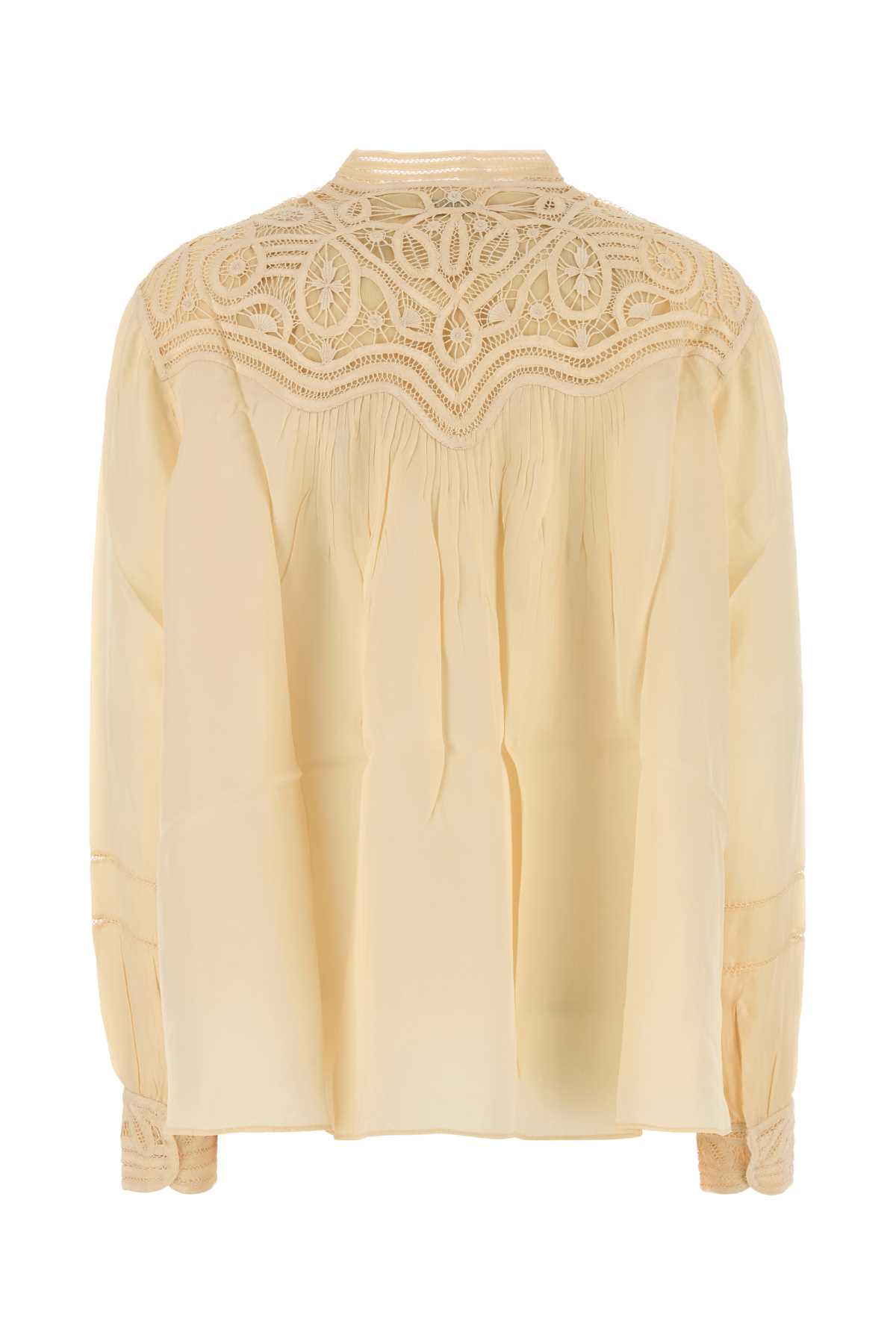 Bode Cream Satin Threadwork Blouse In Cream