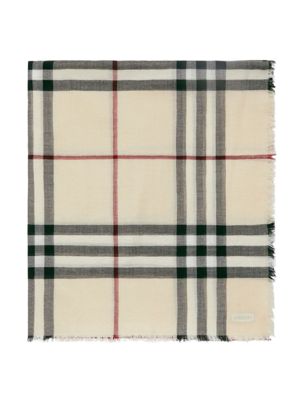 Burberry Giant Check Wool Scarf In White