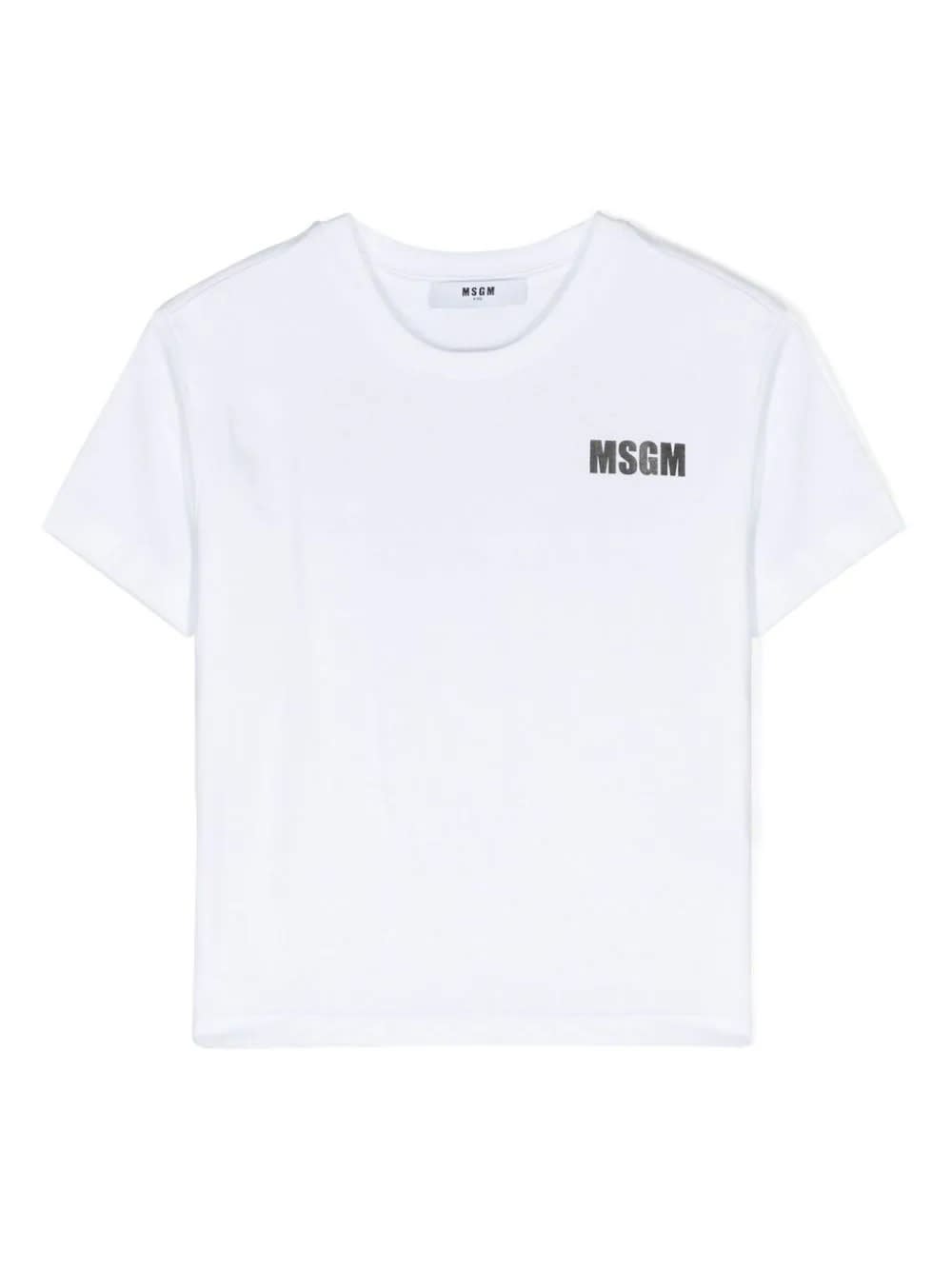 Shop Msgm White T-shirt With Front And Back Logo