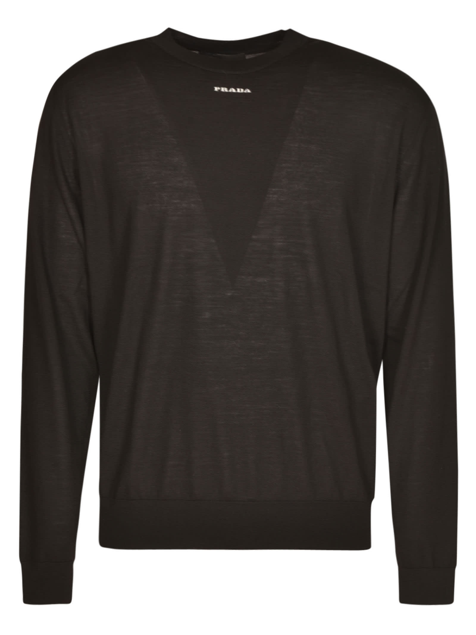 Prada Rib Trim Plain Sweater In Black
