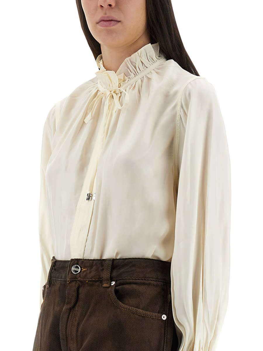 Ganni Shirt With Bow In White
