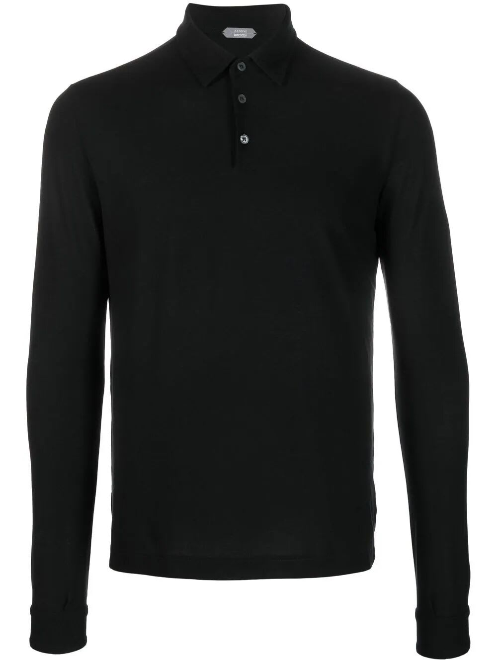 Shop Zanone Long Sleeves Polo In Black