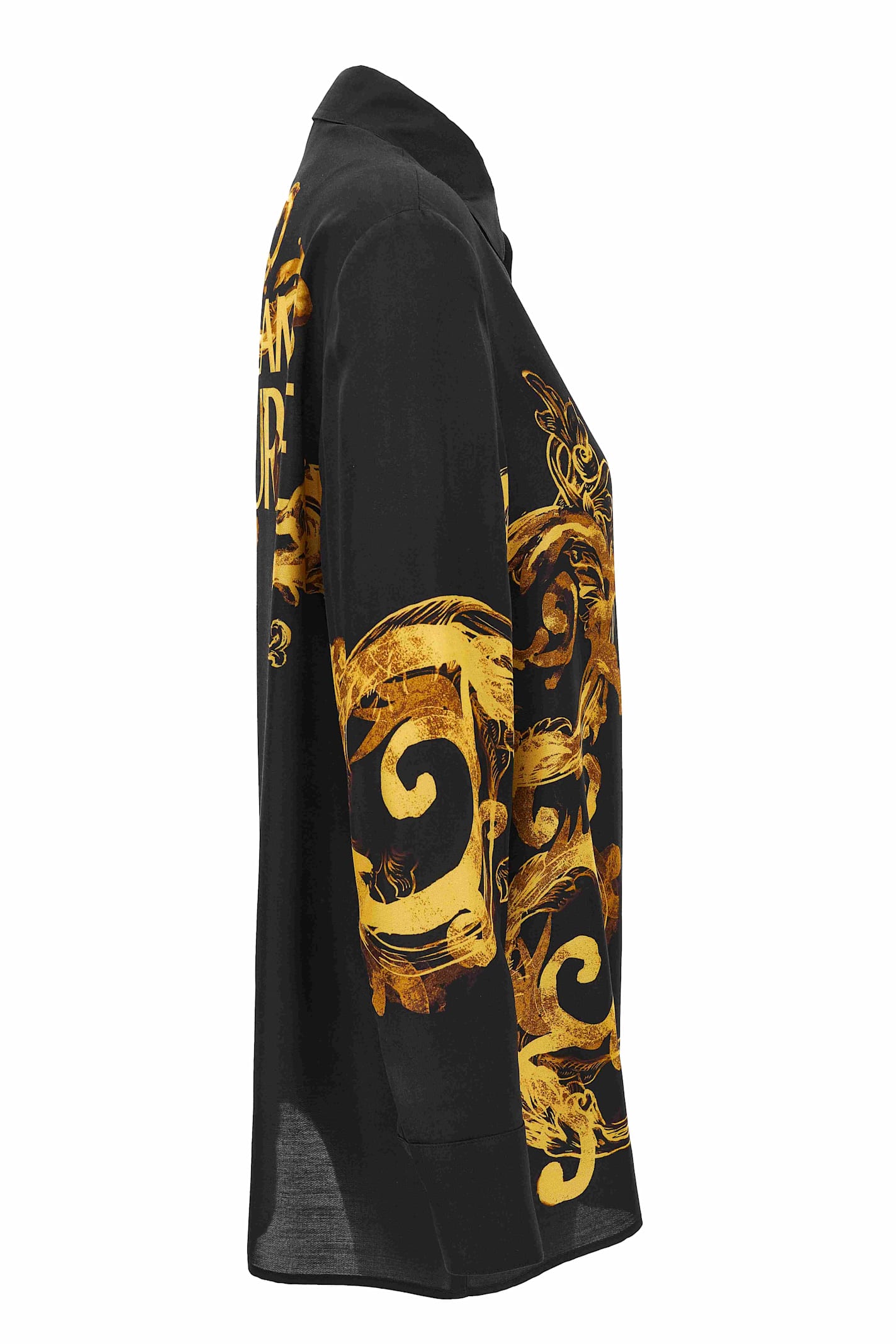 Versace Jeans Couture Chain Couture-print Satin Shirt In Black