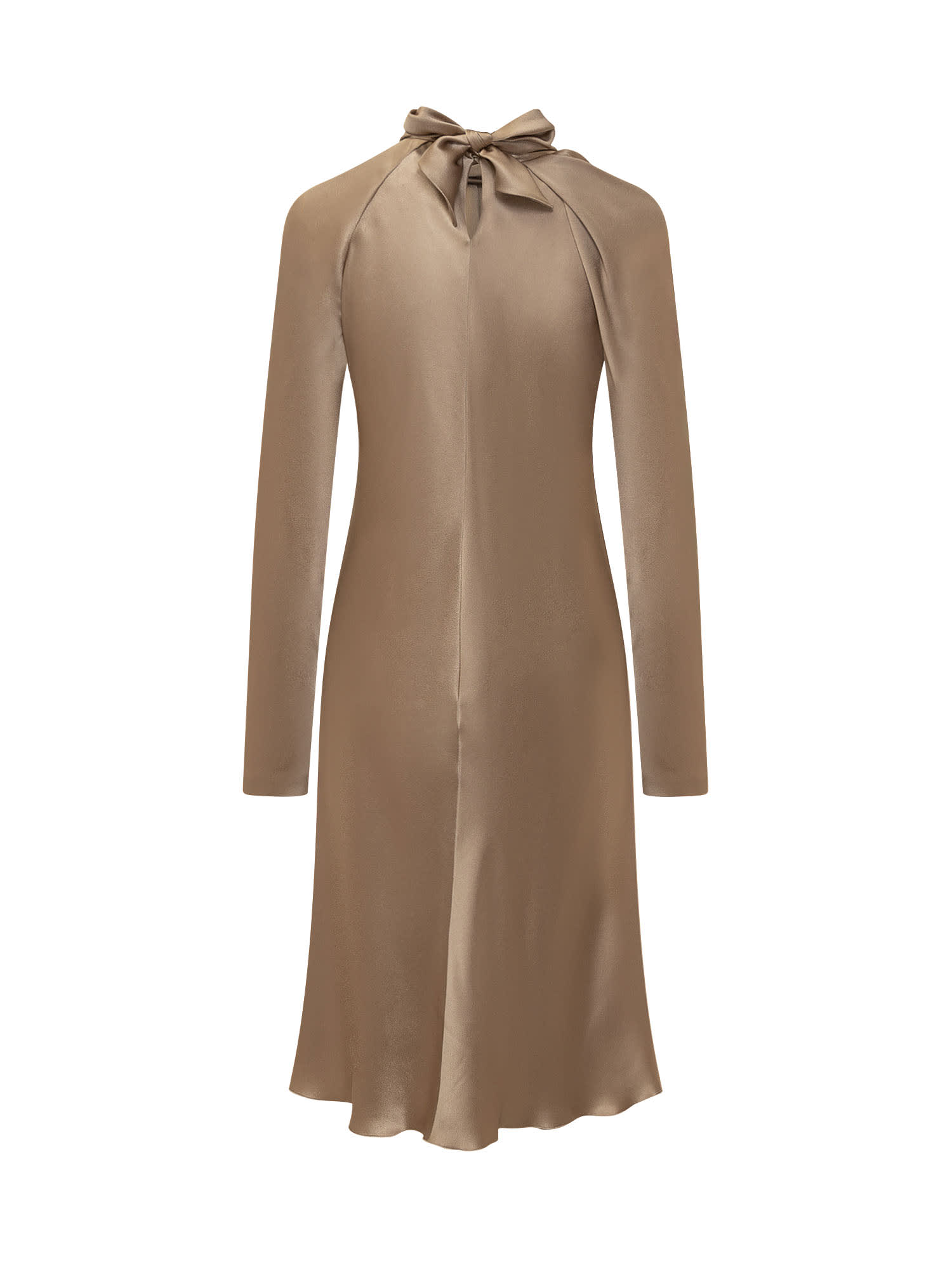 Shop Alberta Ferretti Silk Satin Dress In Beige