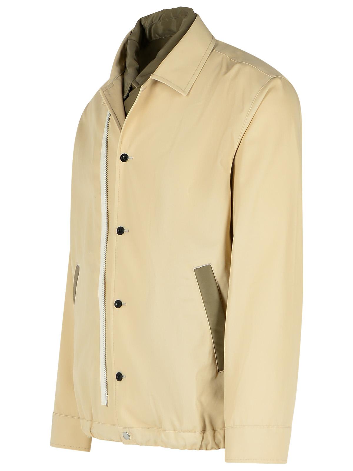 Sacai Cotton Jacket With Elasticated Hem And Collar In Beige