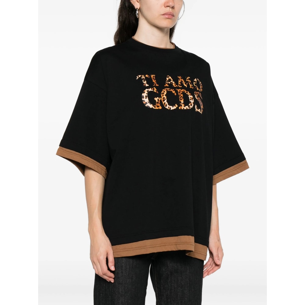 Gcds Love Logo Oversized T-shirt In Black