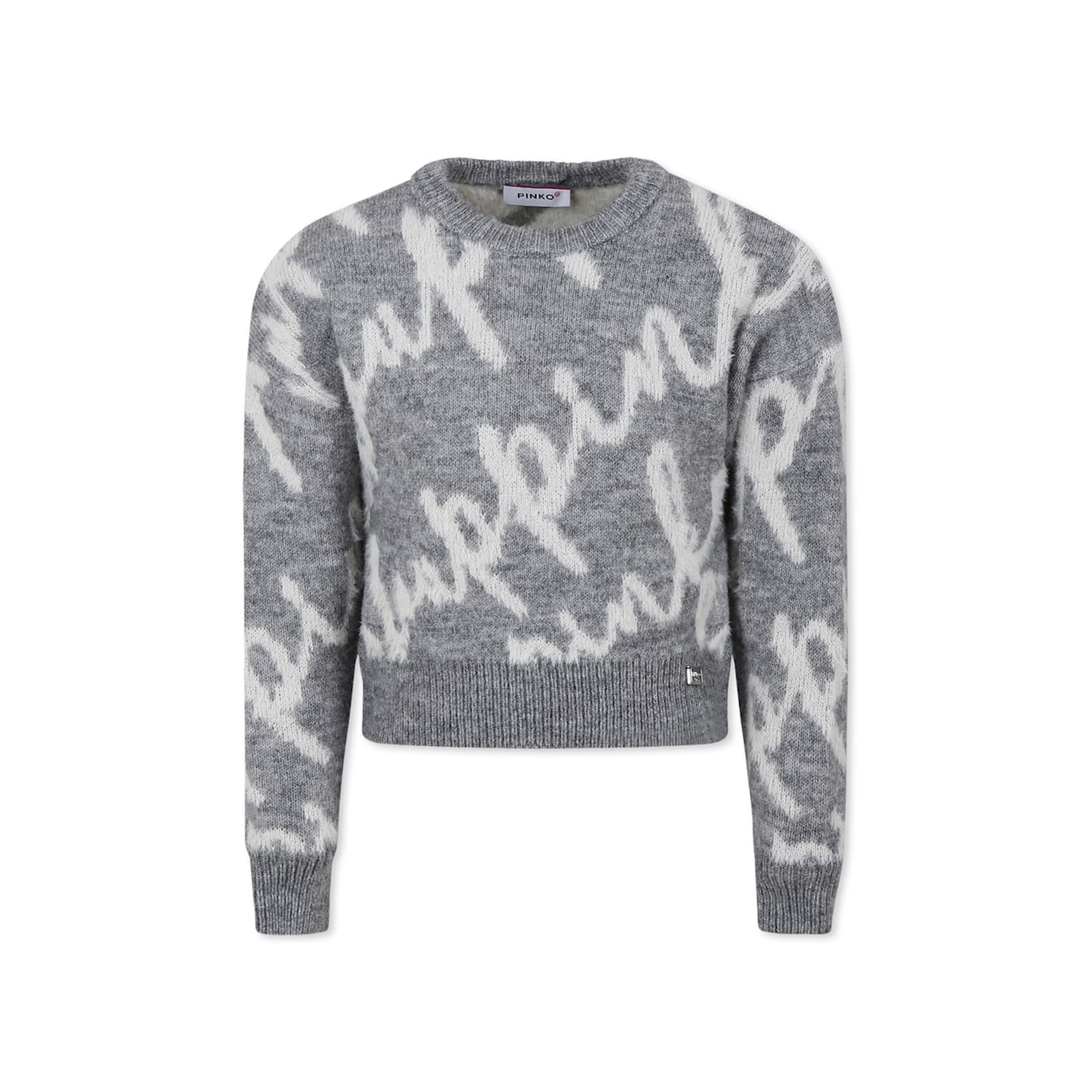 Pinko Kids' Grey Sweater For Girl With Writing
