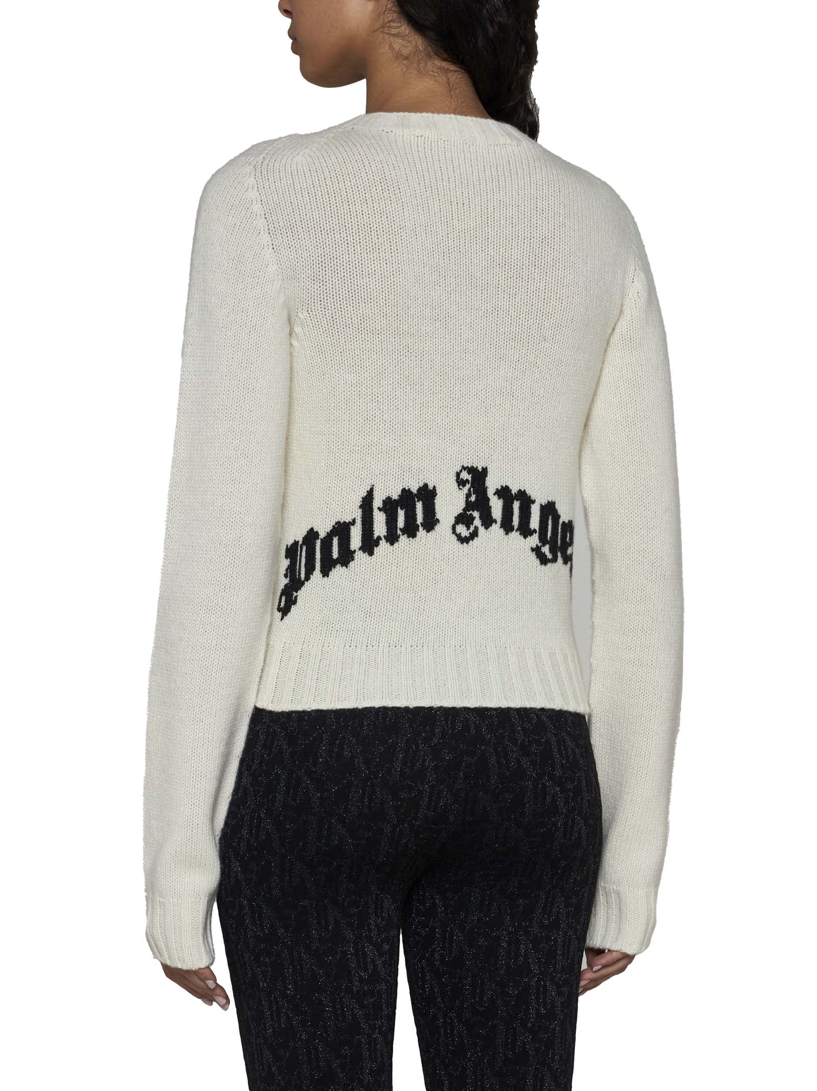 Shop Palm Angels Sweater In Off White Black