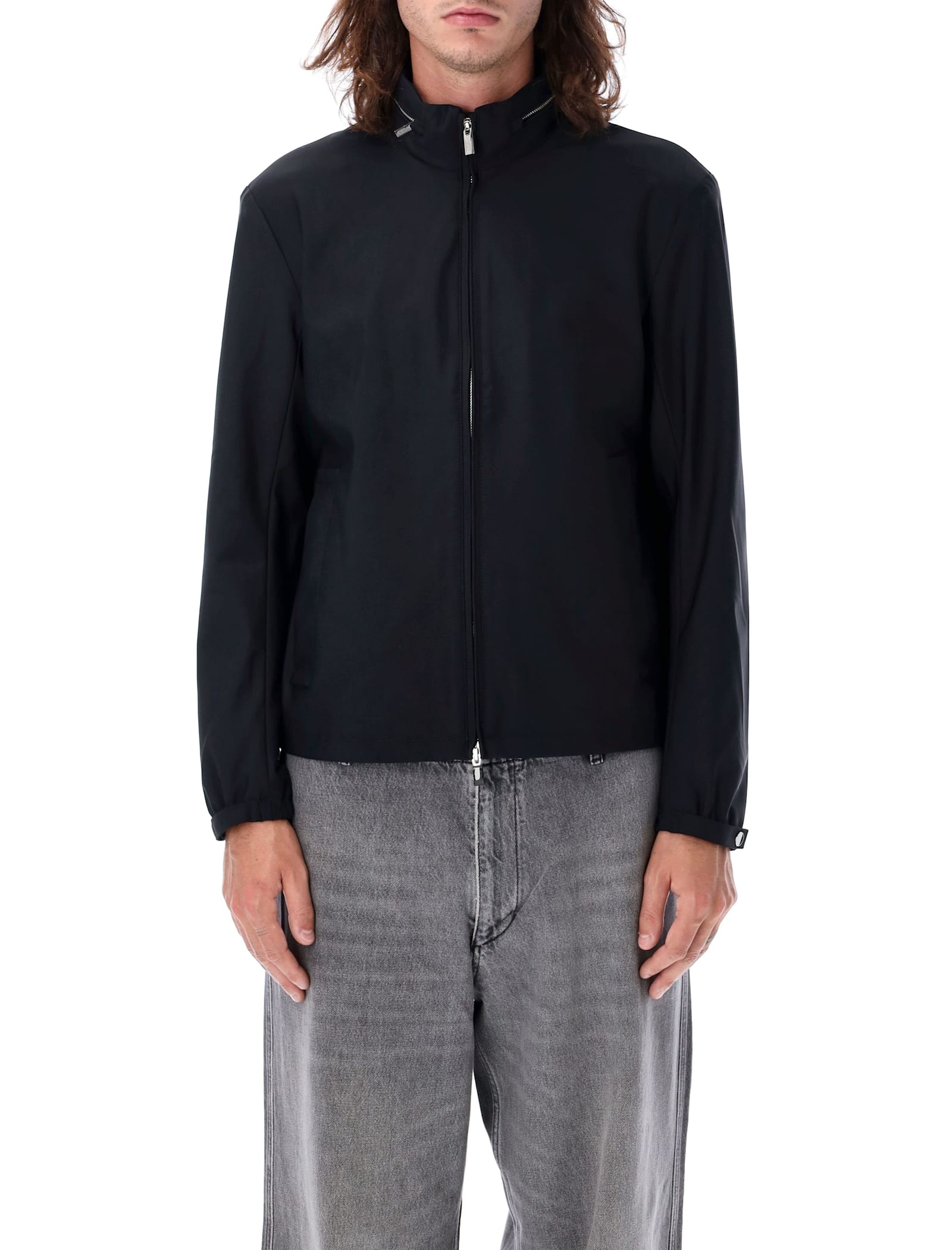 Shop Emporio Armani Zip-up Jacket In Nero