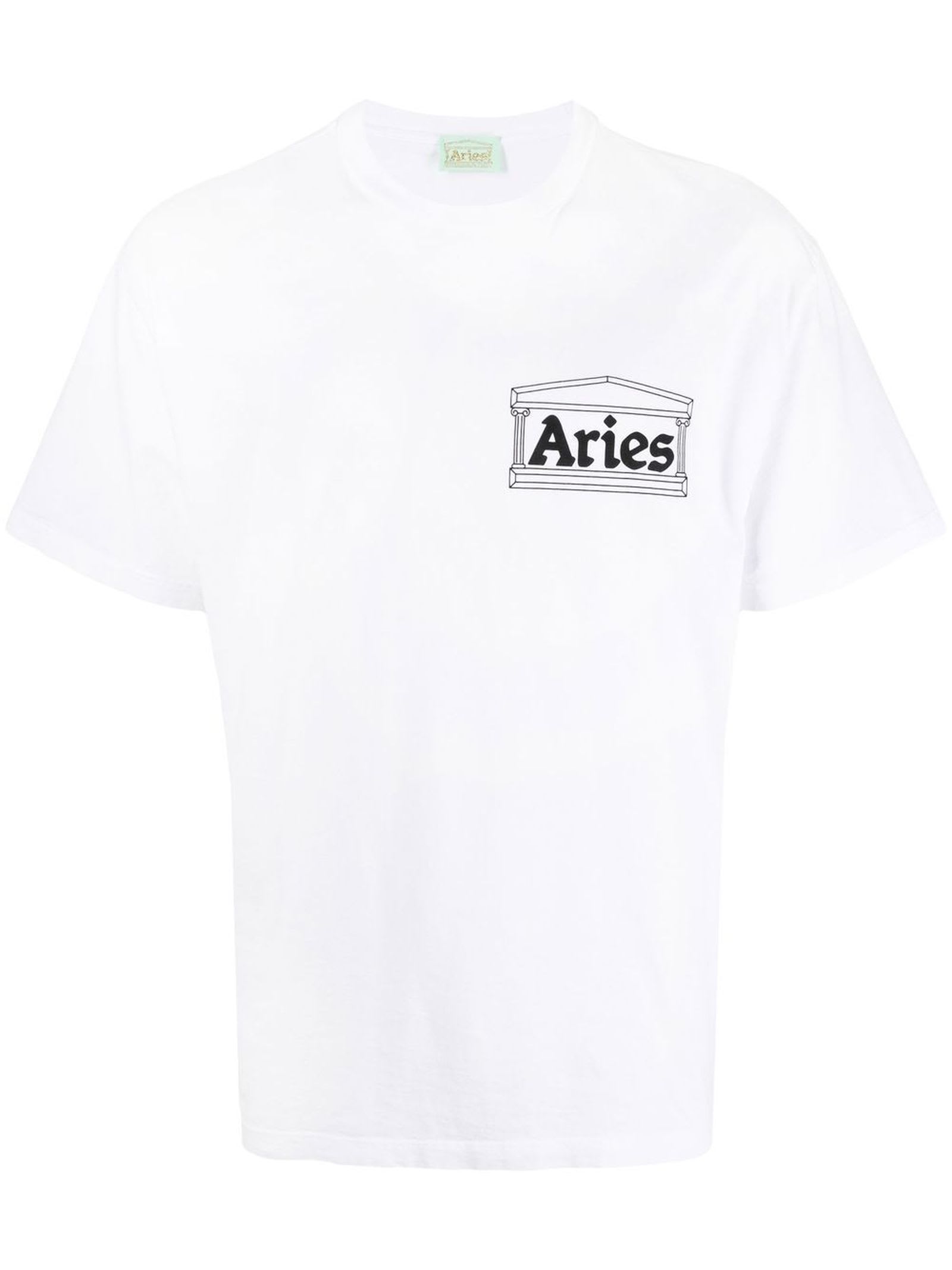 Shop Aries White Cotton T-shirt