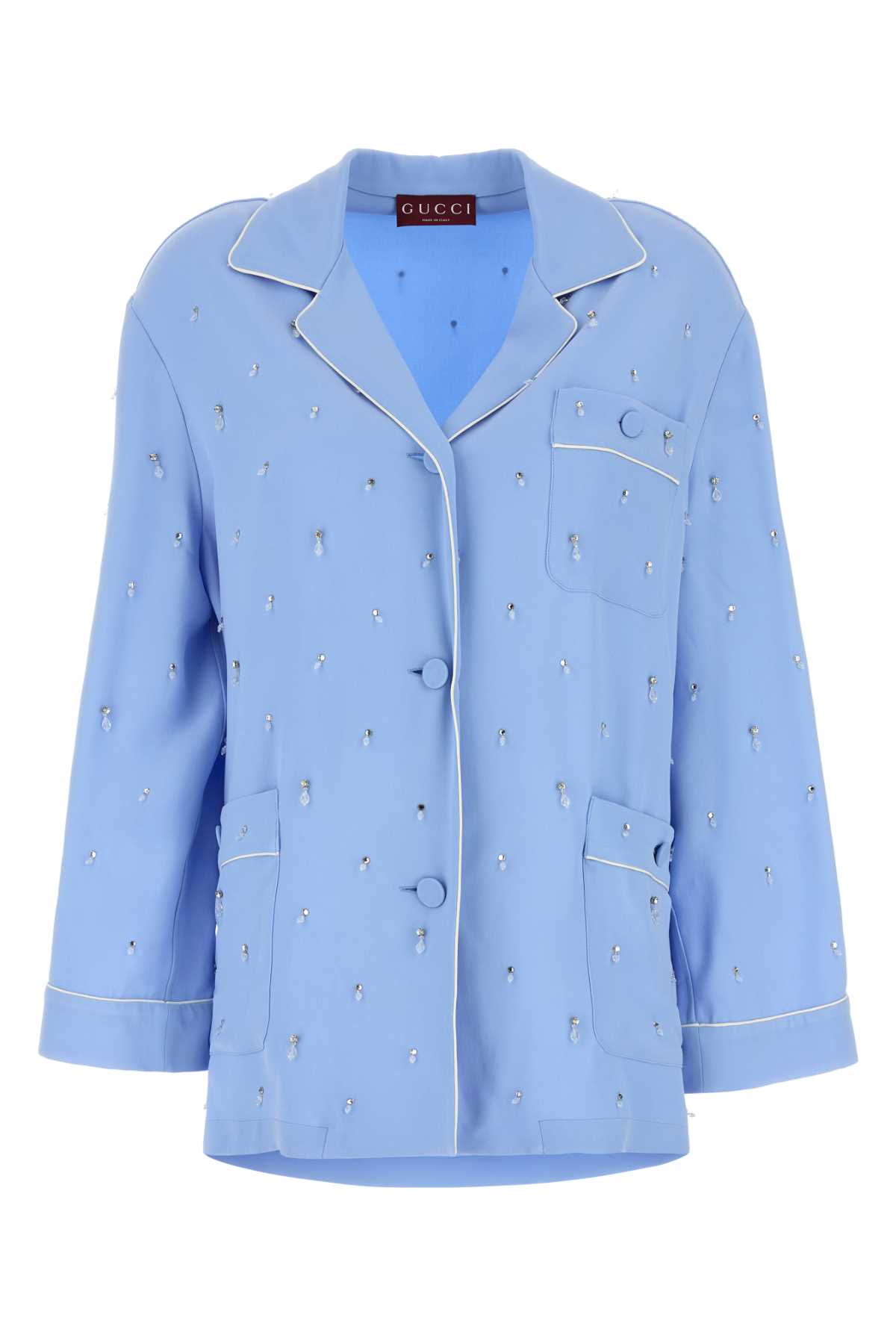 Shop Gucci Powder Blue Crepe Shirt In Lavenderauramix