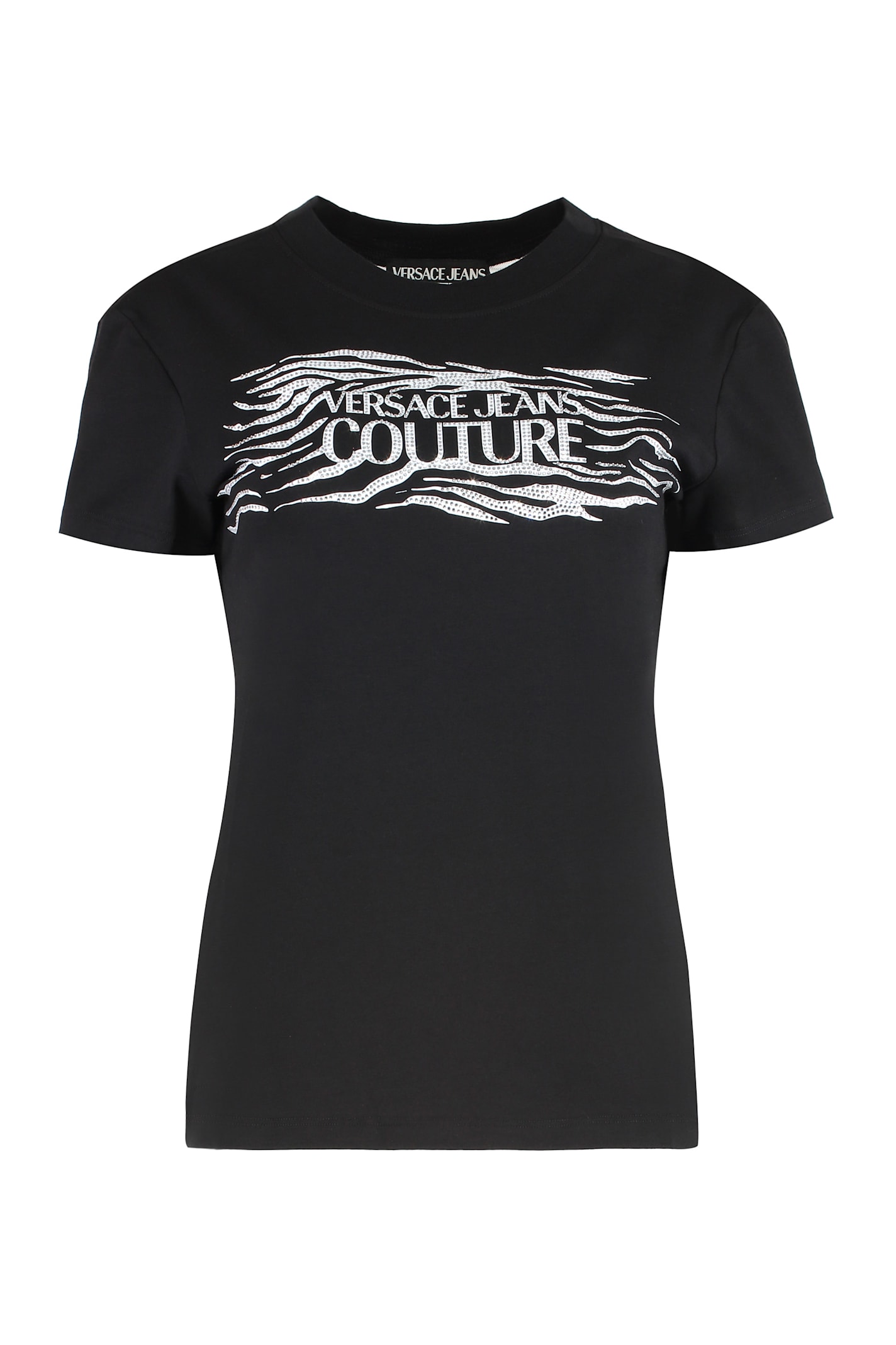Versace Jeans Couture Zebra Pattern Crew Neck T-shirt In Black