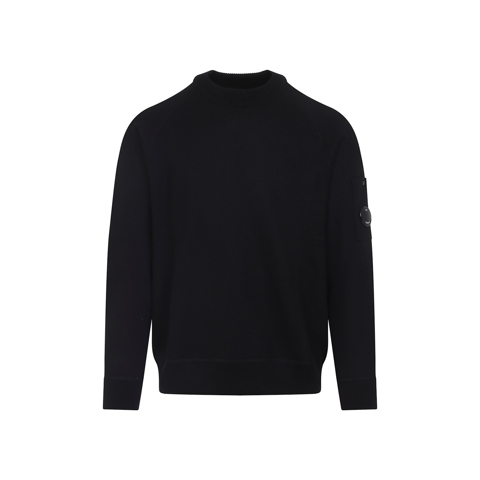 C.p. Company Ribbed Pullover With Sleeve Pocket And Cuffs In Black